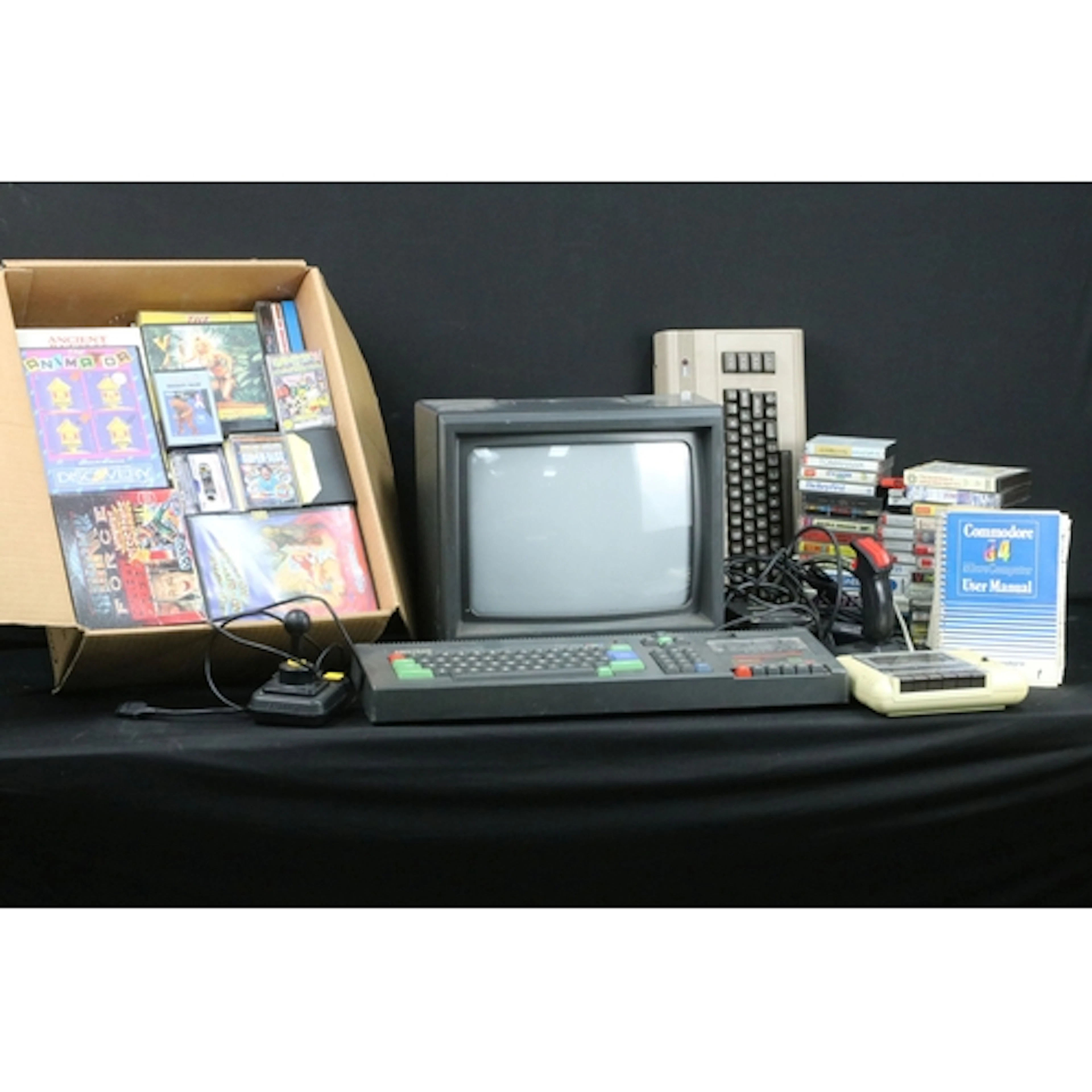 Retro Gaiming - An Amstrad keyboard and television screen, C...