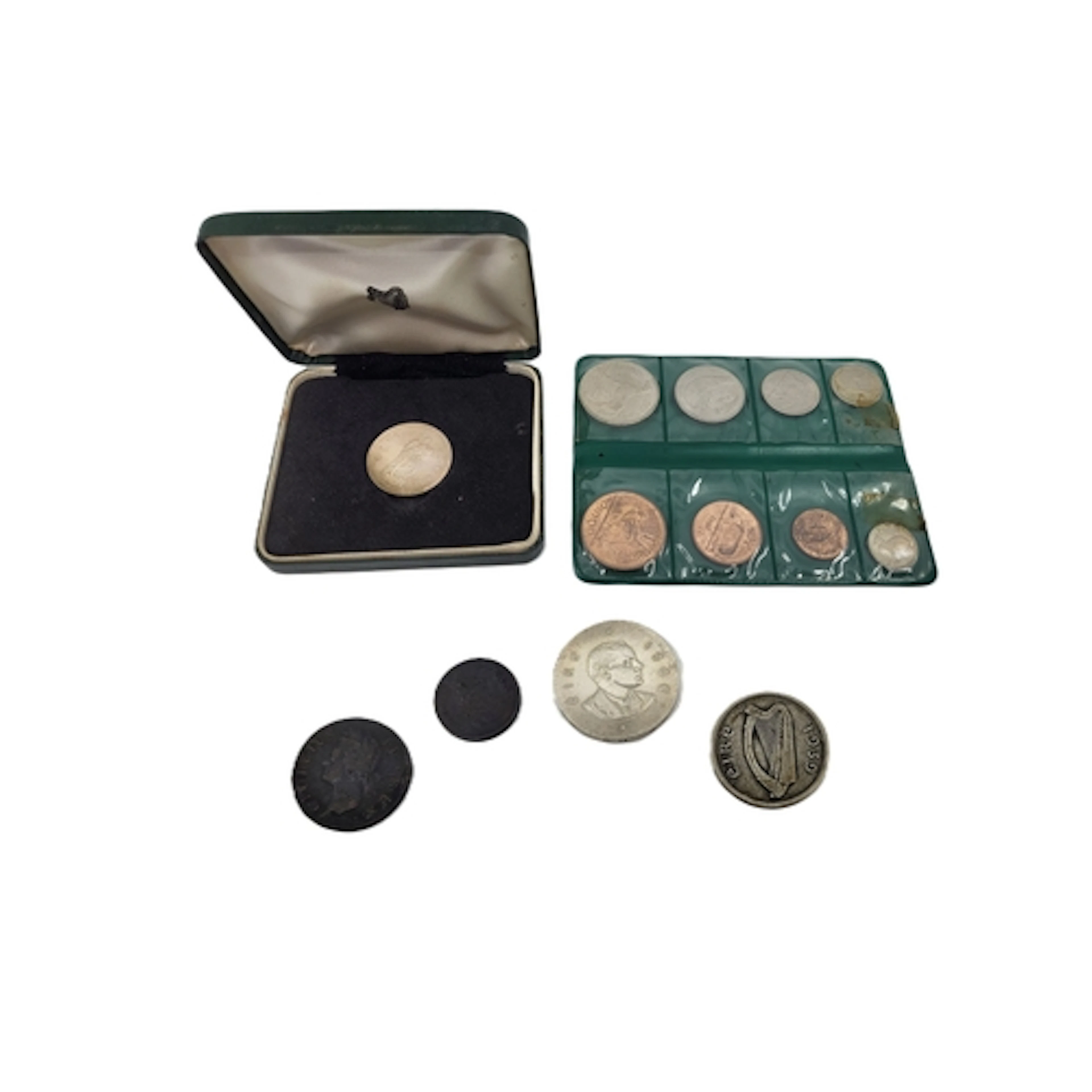A PAIR OF 1966 PEARSE 10/- EF & TONED PROOF IRISH SILVER COI...