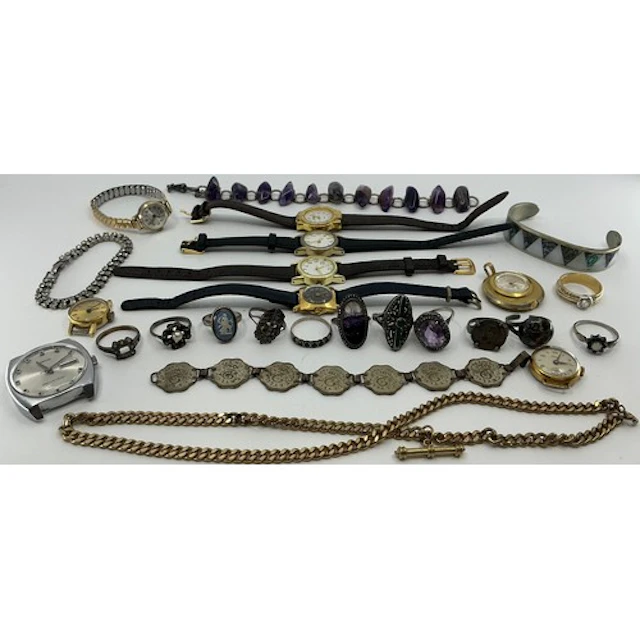 Watches & Jewellery - Blue john and other silver mounted dre...