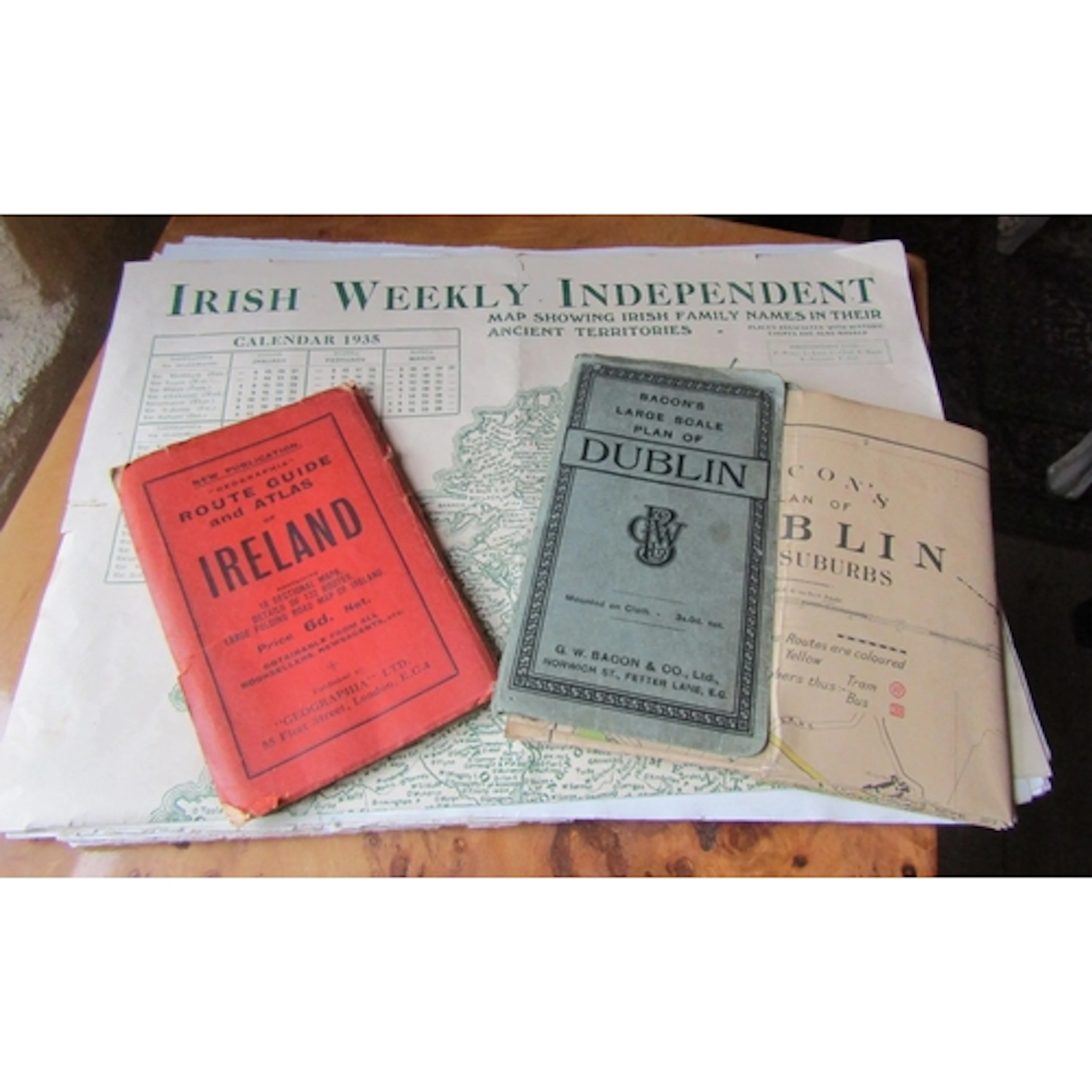 Map of Ireland with Various Other Maps and Some Lithographs ...