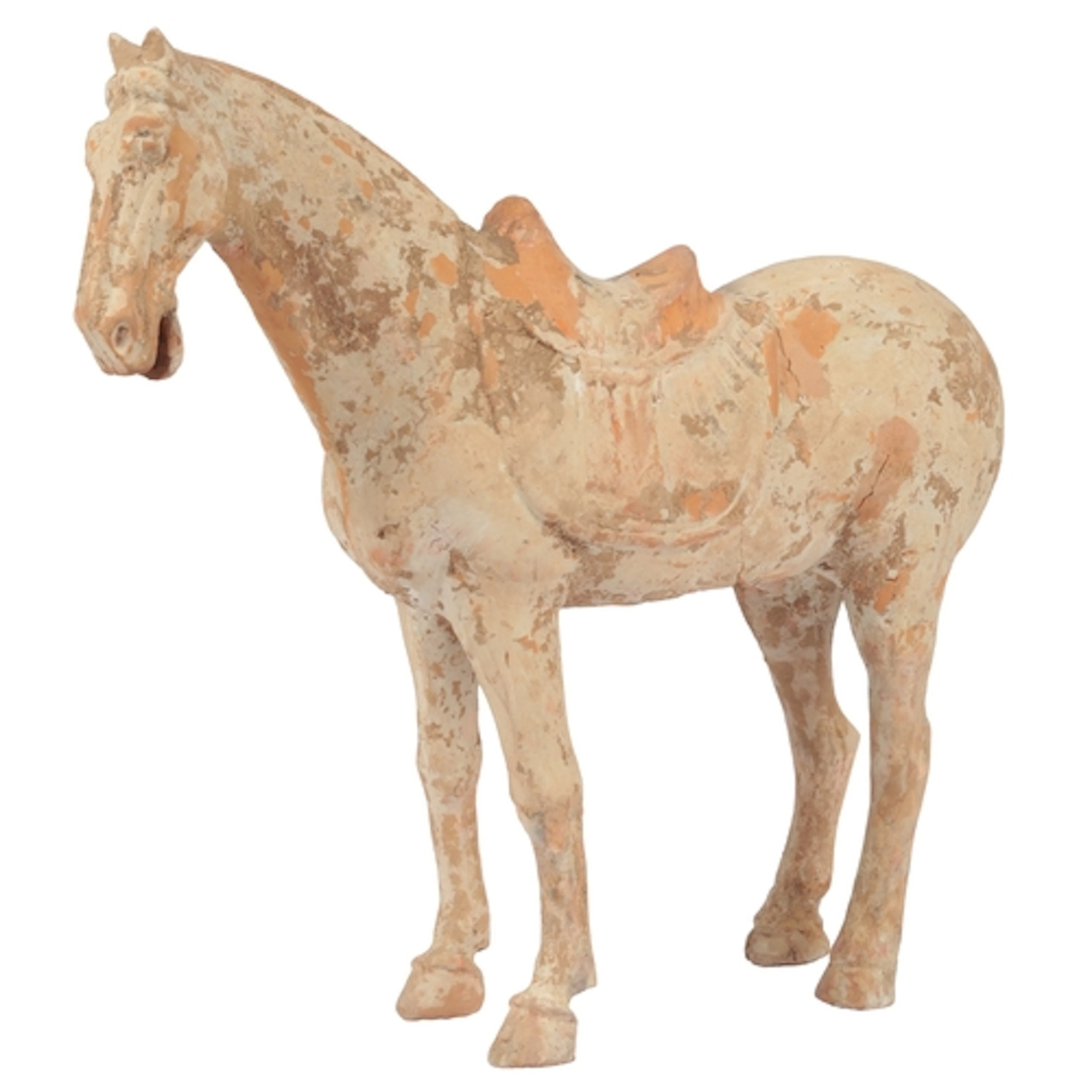 A large Chinese terracotta model of a horse, probably Tang d...