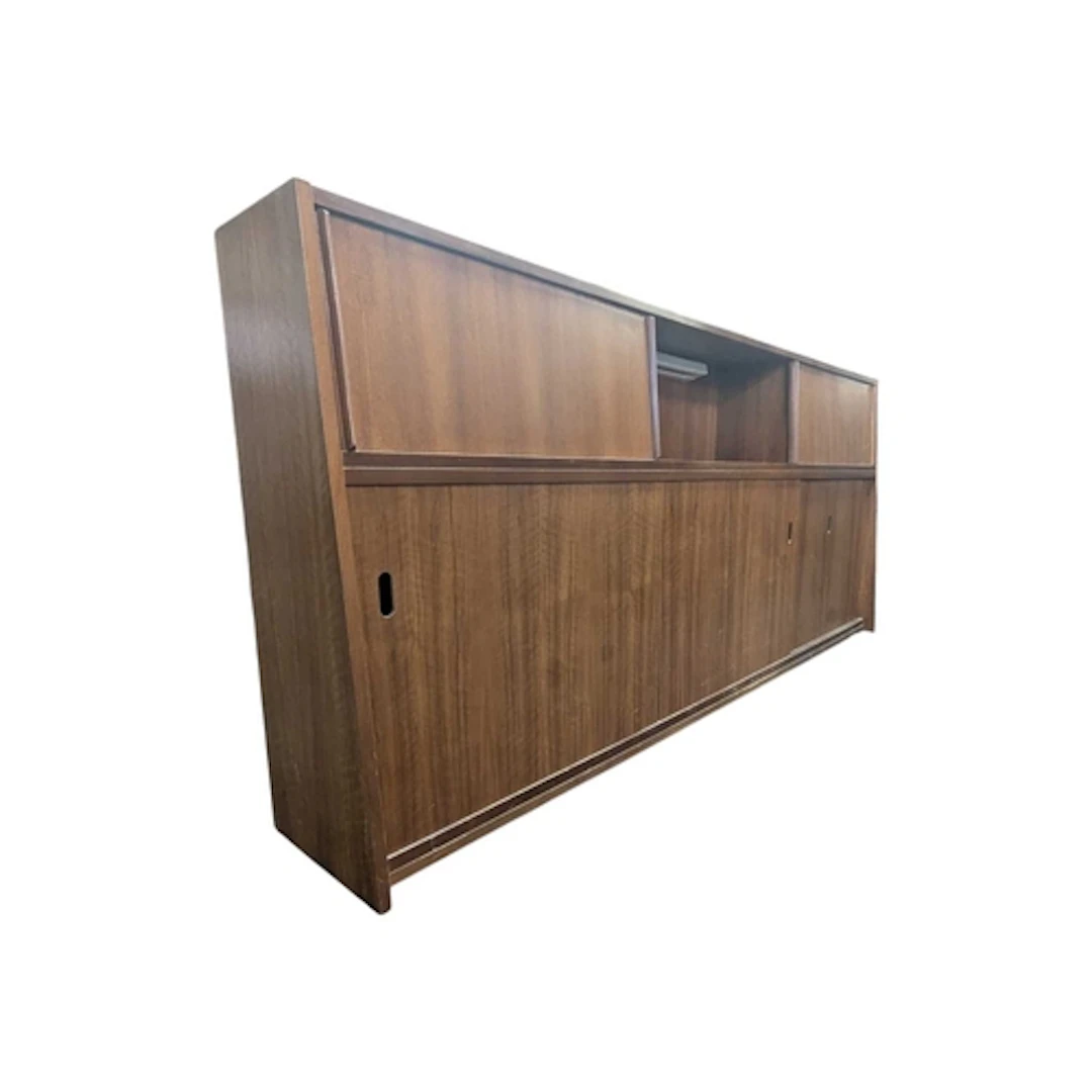 British Modern Design - A vintage 20th century teak headboar...