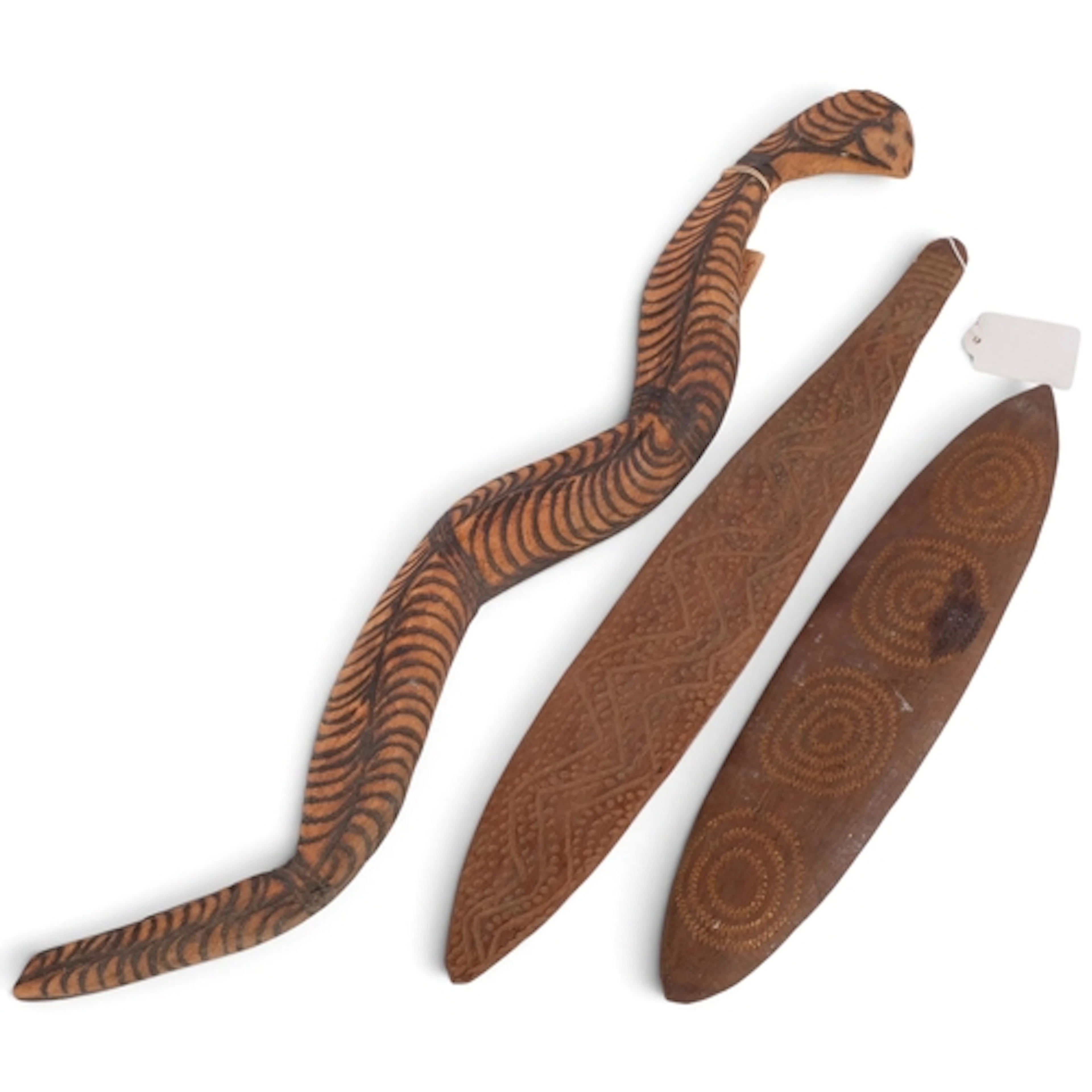 An Australian Aboriginal carved wood snake, L47cm, South Aus...