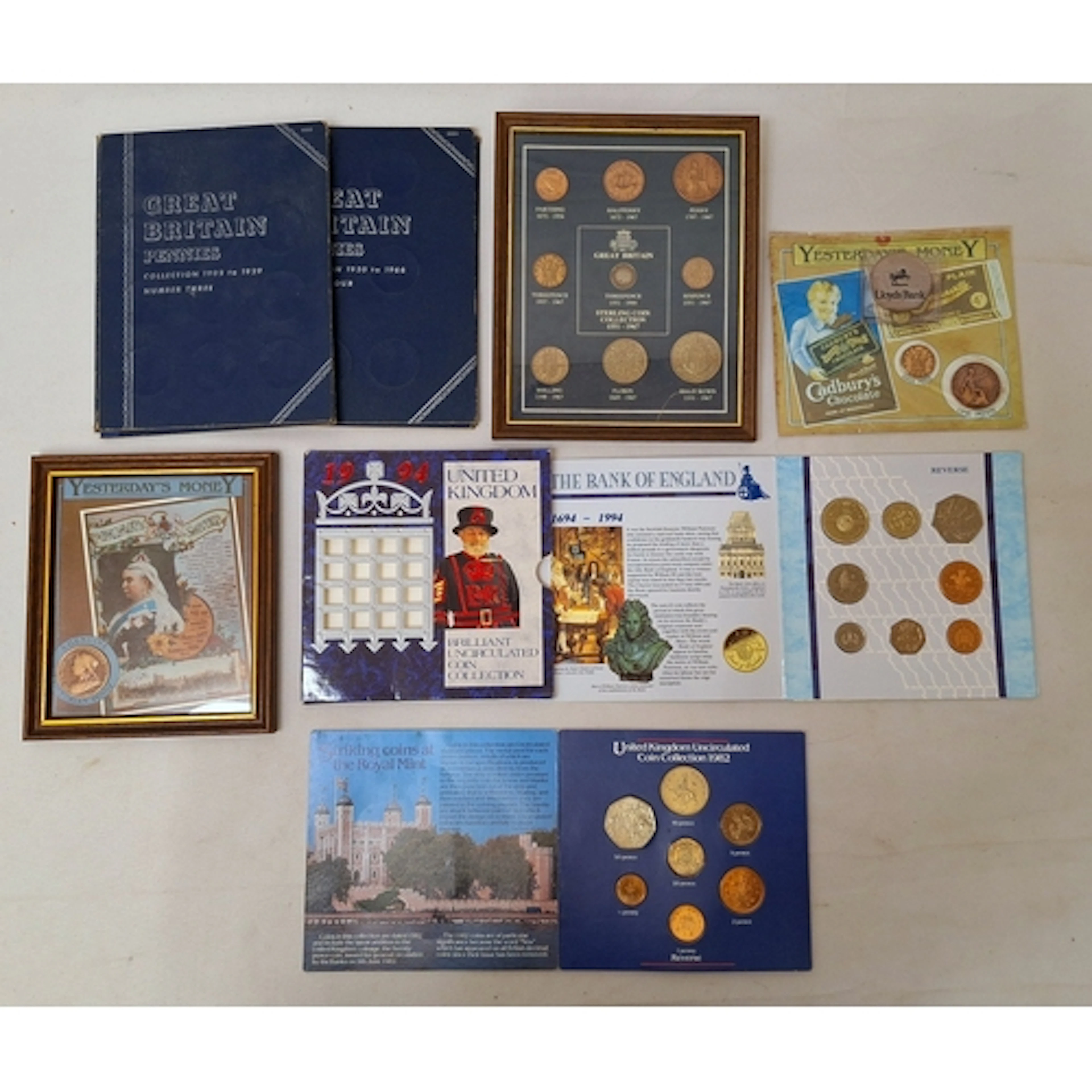 Coins incl. 1982 uncirculated coin wallet, 1/2p-50p, 1994 un...