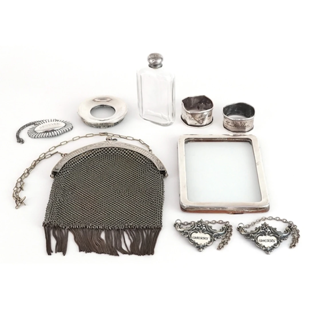 Antique and later silver and white metal objects including a...