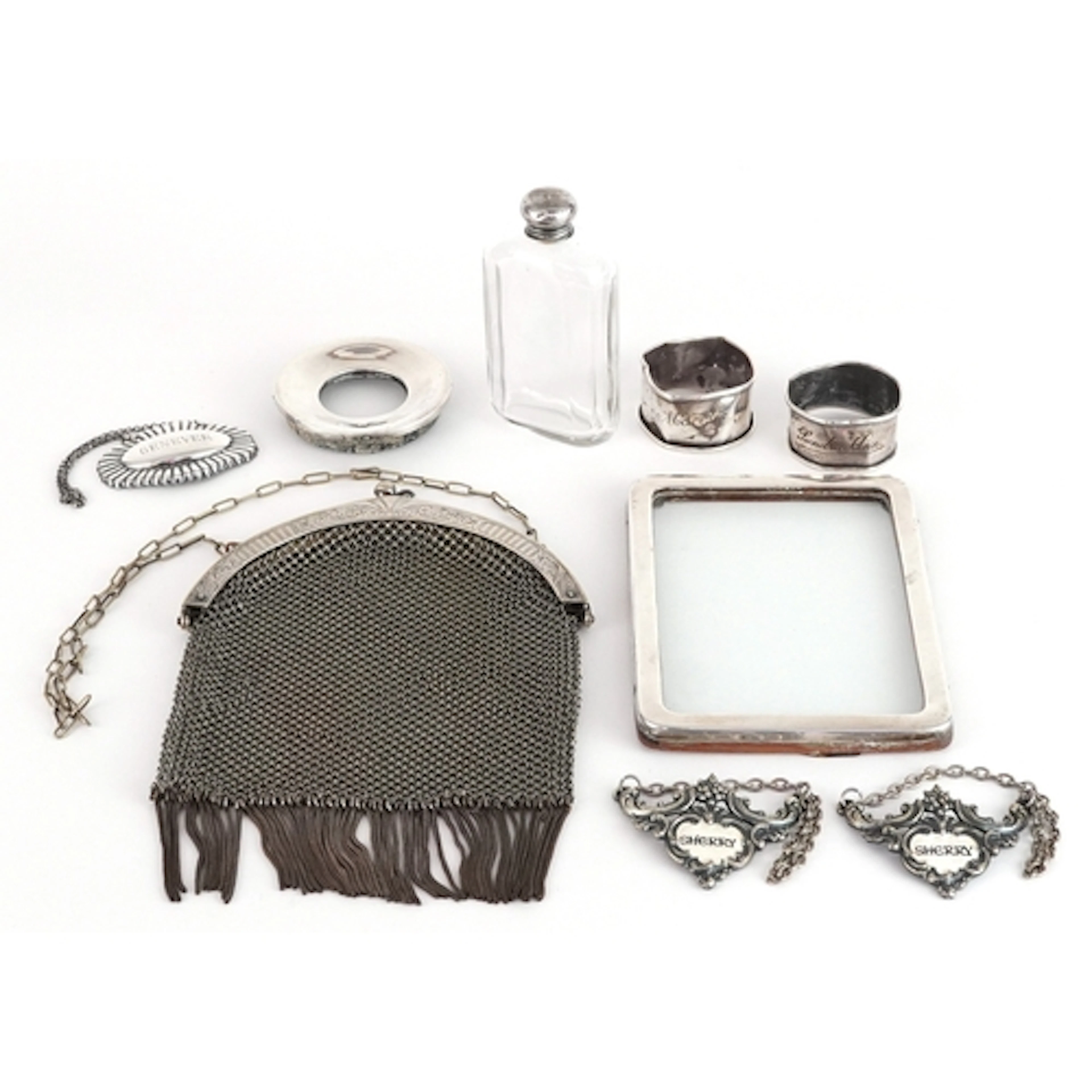Antique and later silver and white metal objects including a...