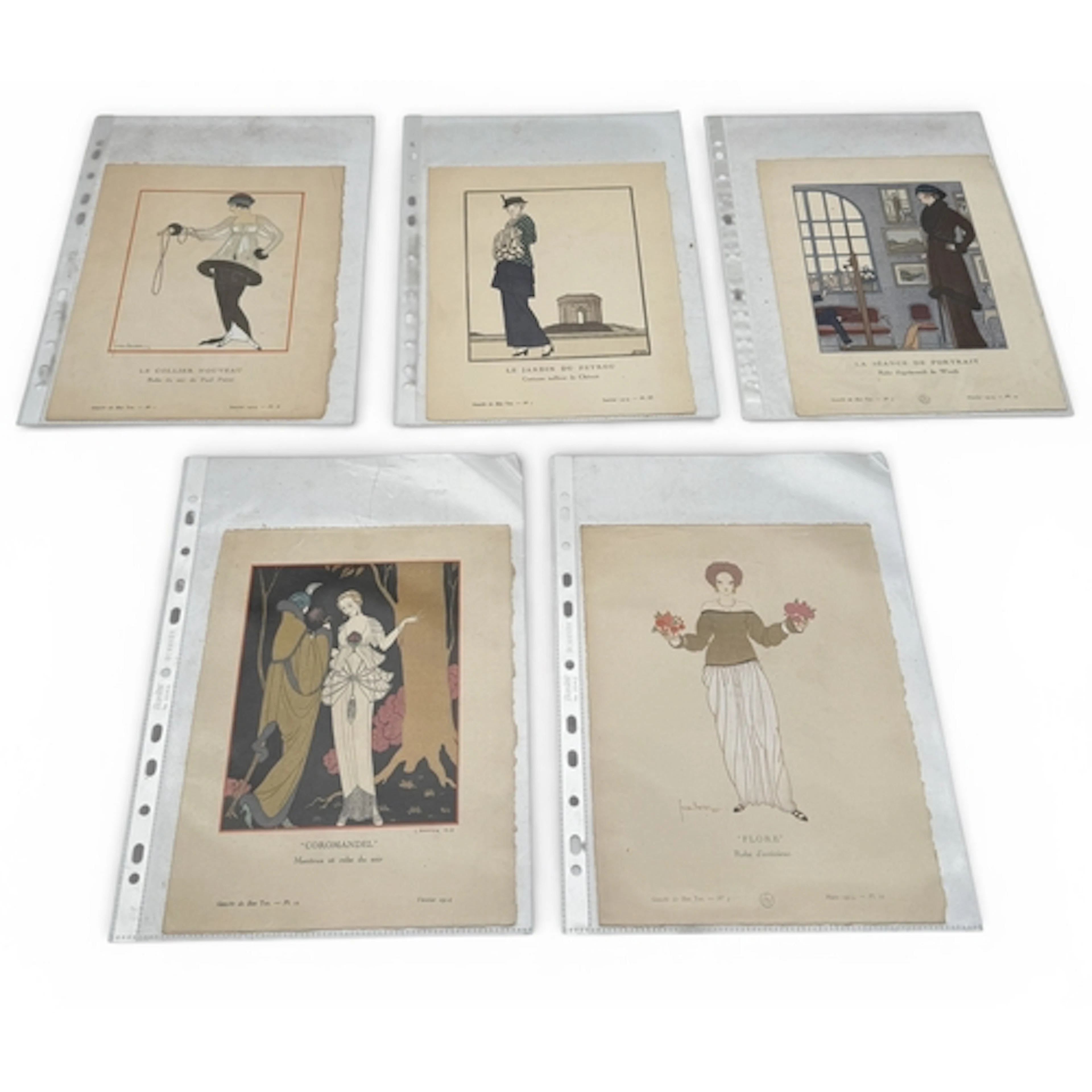 FIVE 1914 GAZETTE DU BON TON POCHOIR PRINTS ON PAPER 25cm x ...