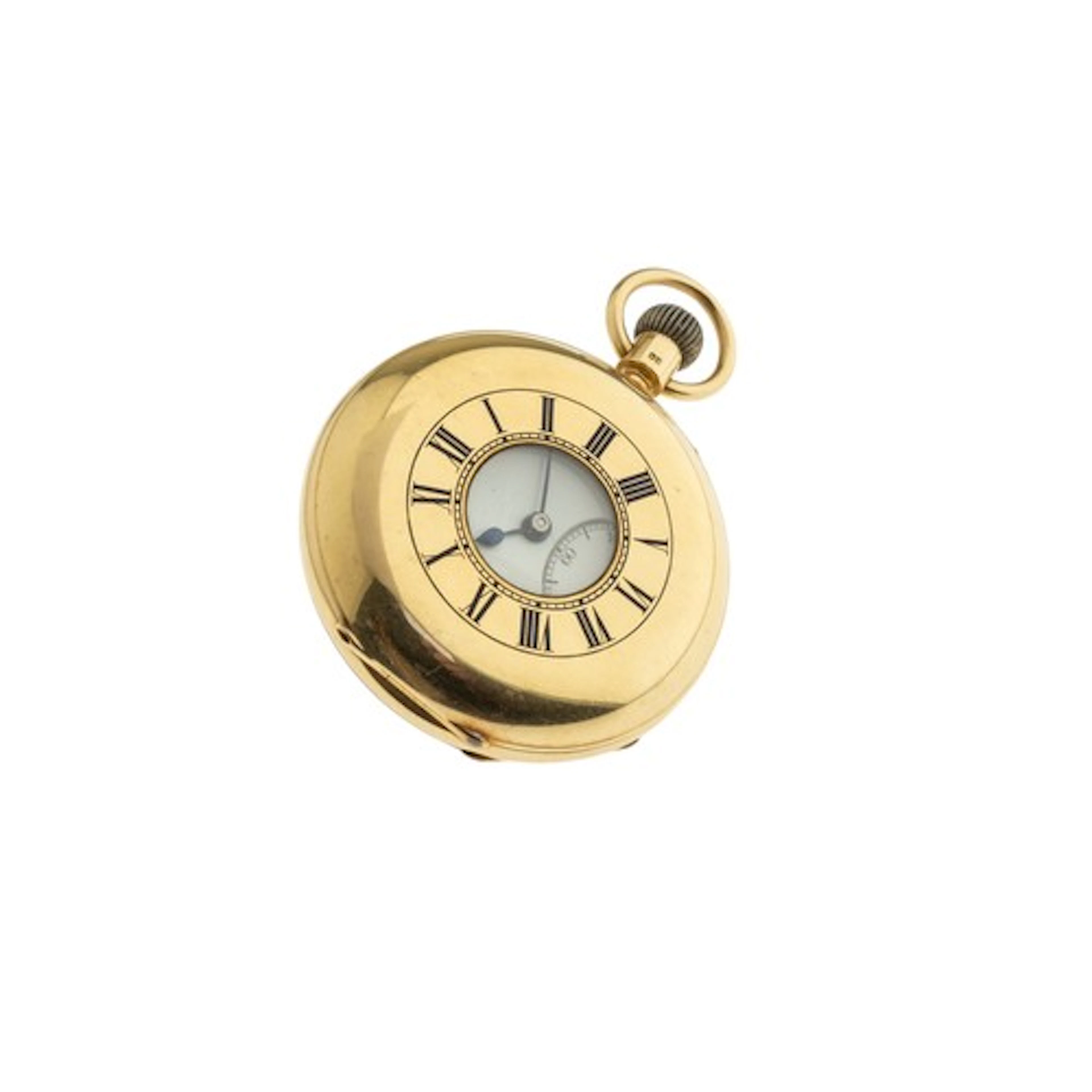J. W. BENSON: AN 18CT GOLD HALF-HUNTING CASED KEYLESS LEVER ...