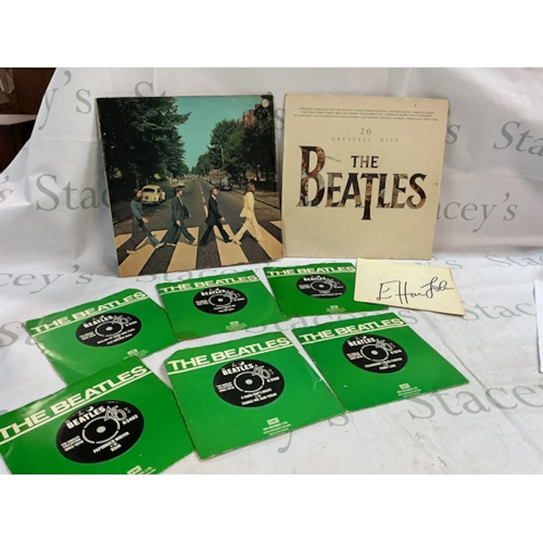 A collection of Beatles vinyl two albums including a French ...