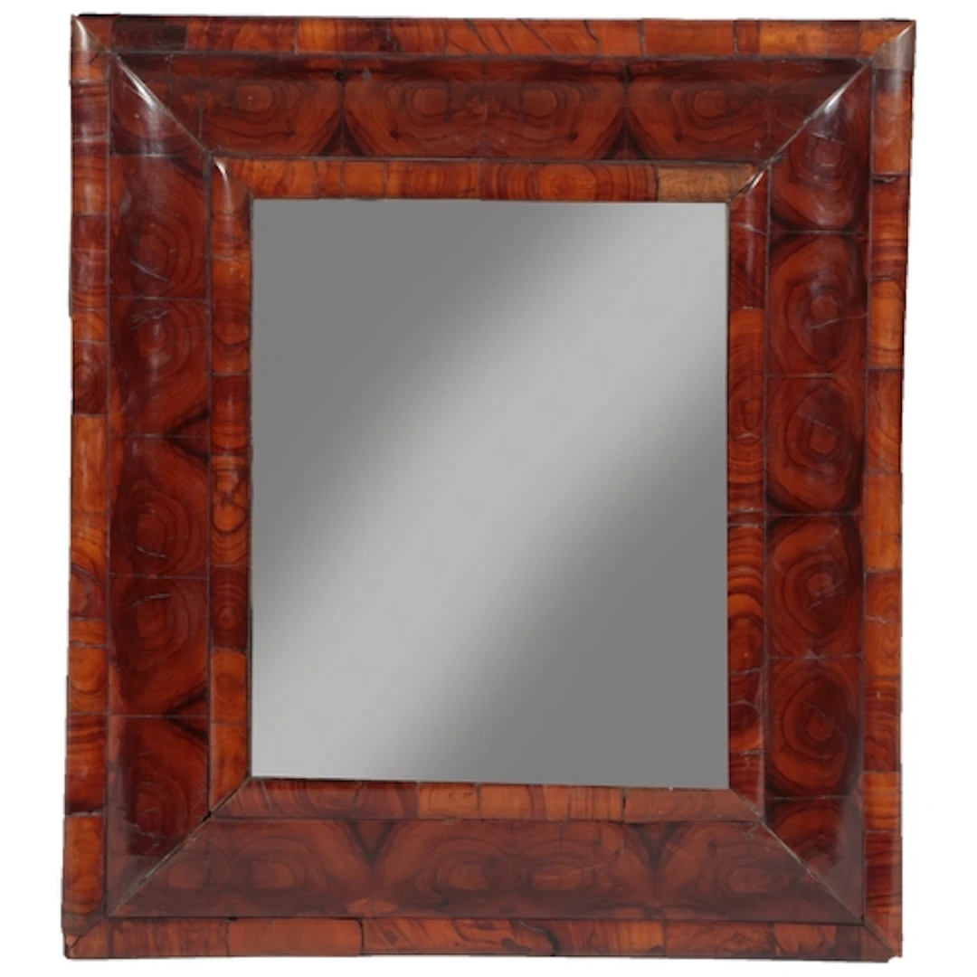 A William and Mary oyster veneered laburnum cushion framed w...