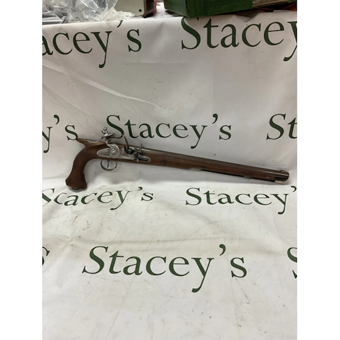 Early 19th C saw handled flintlock pistol, with rifled barre...
