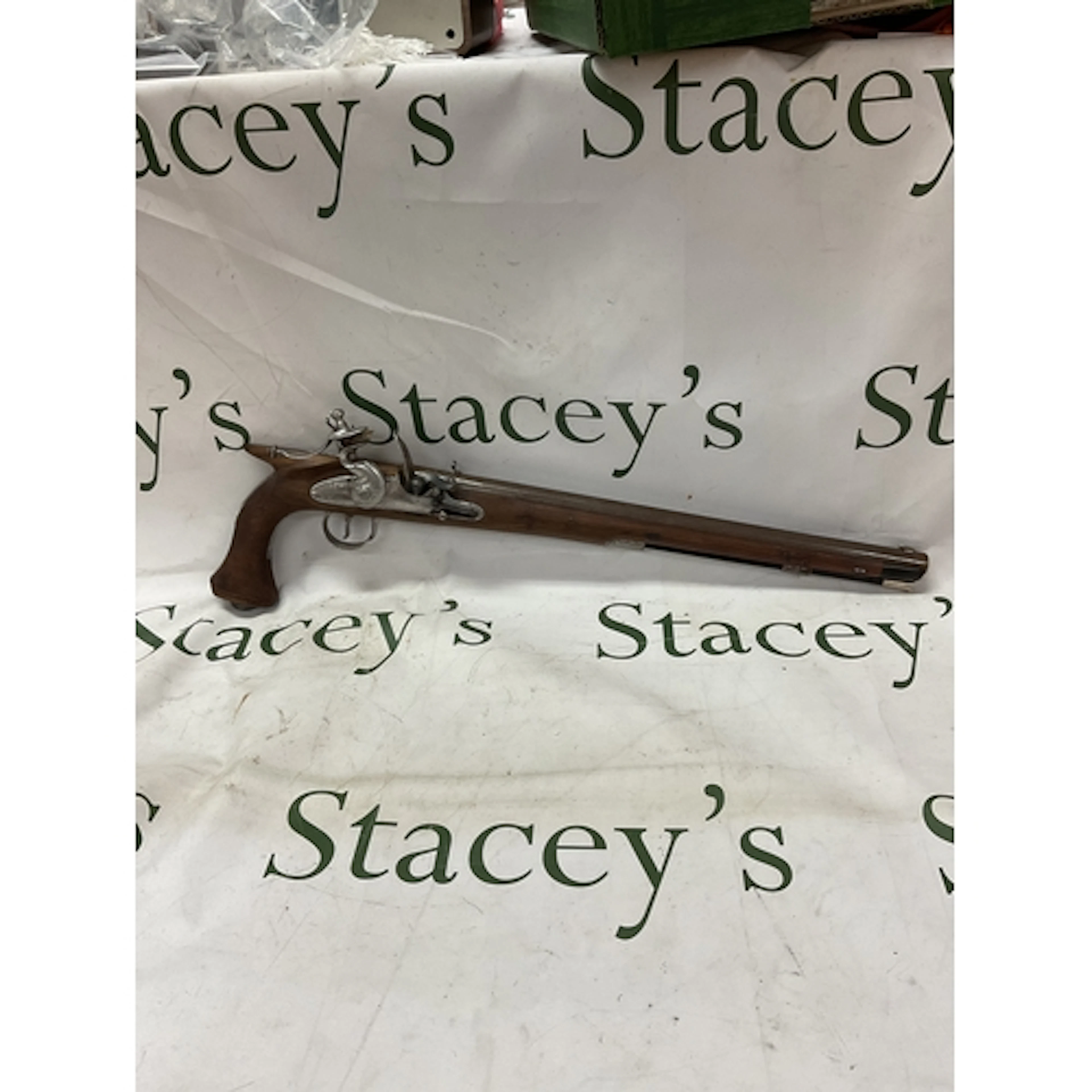 Early 19th C saw handled flintlock pistol, with rifled barre...