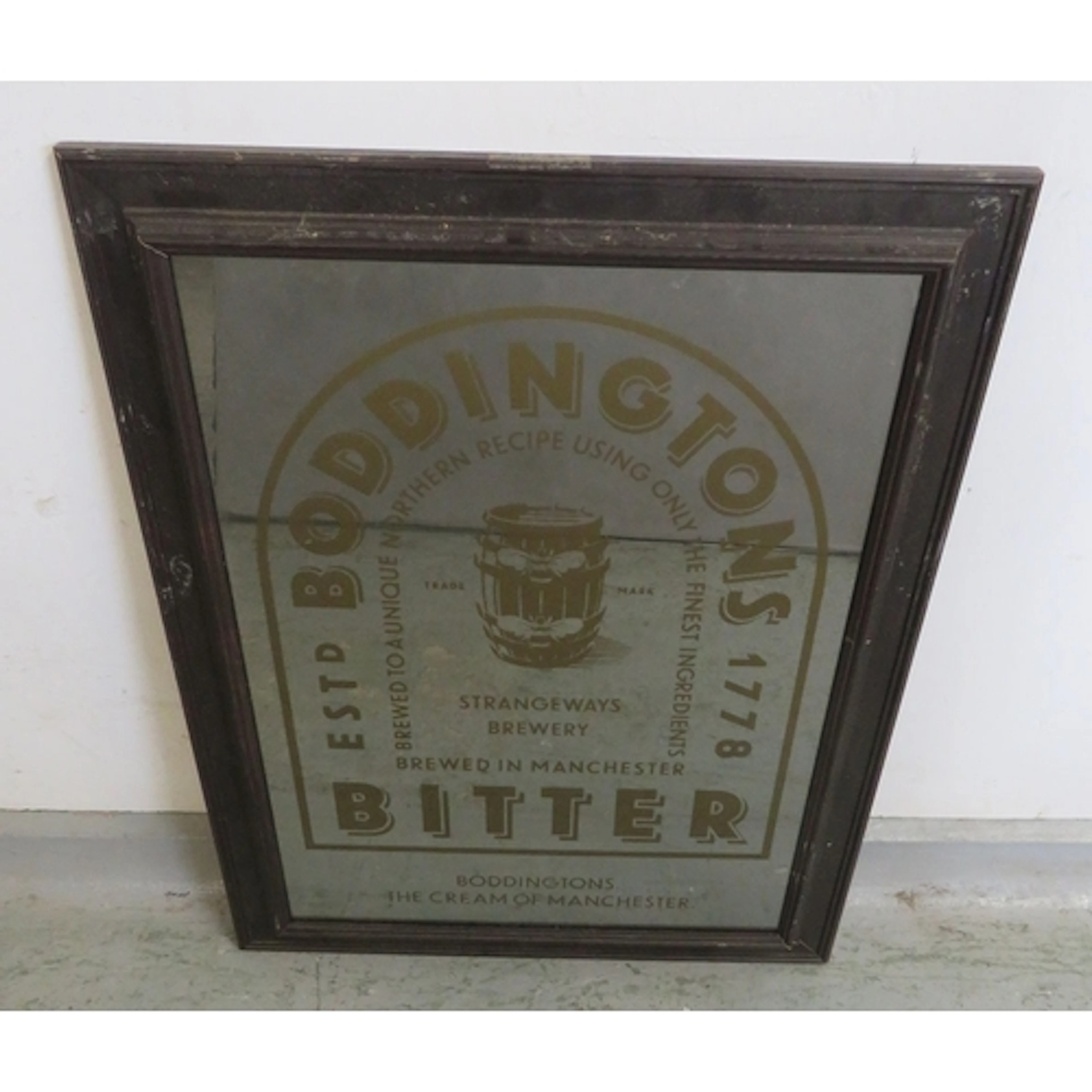 Mirrored Dark Framed Boddington's Advertising Mirror approx....