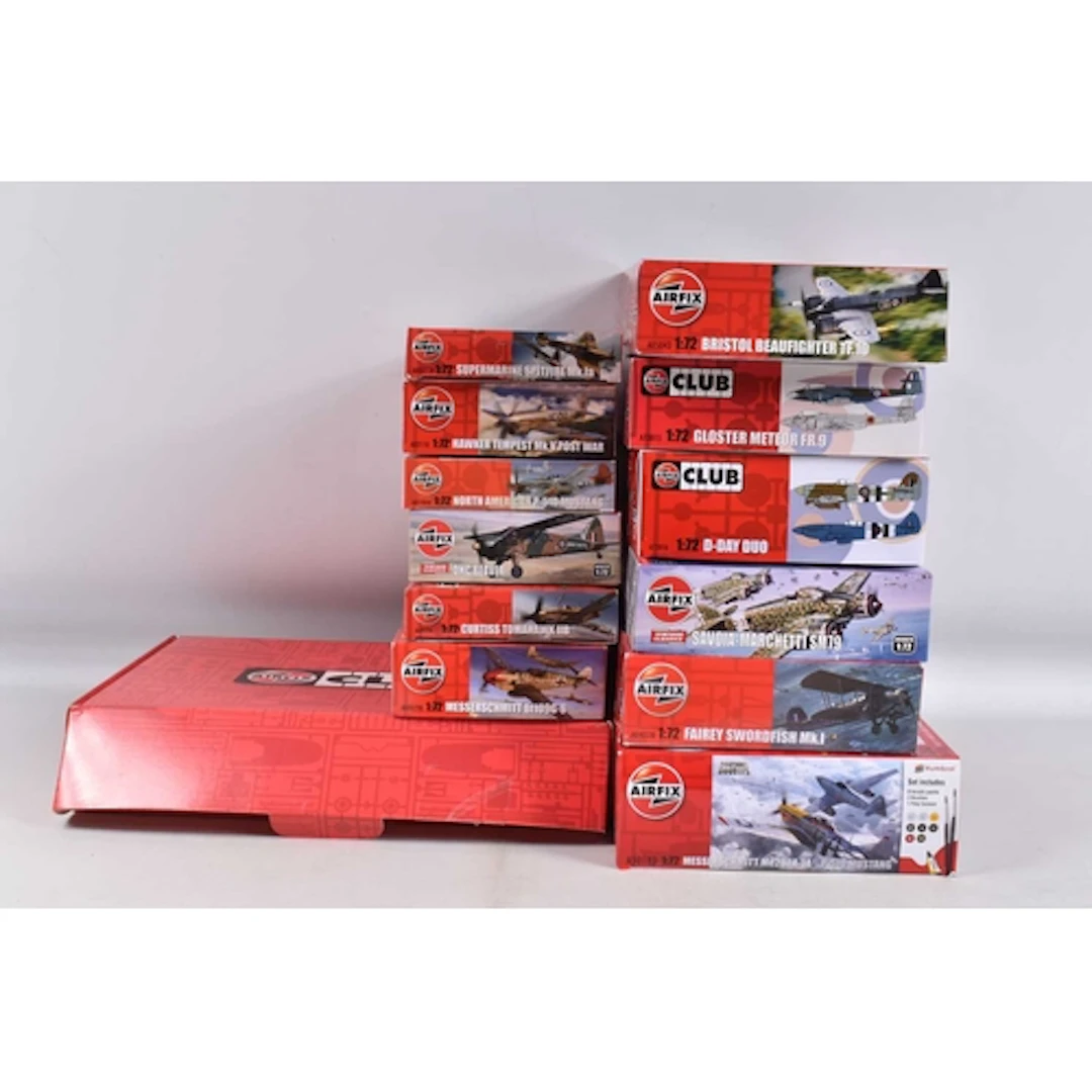 TWELVE 1:72 SCALE AIRFIX MODEL KITS, to include Messerschmit...