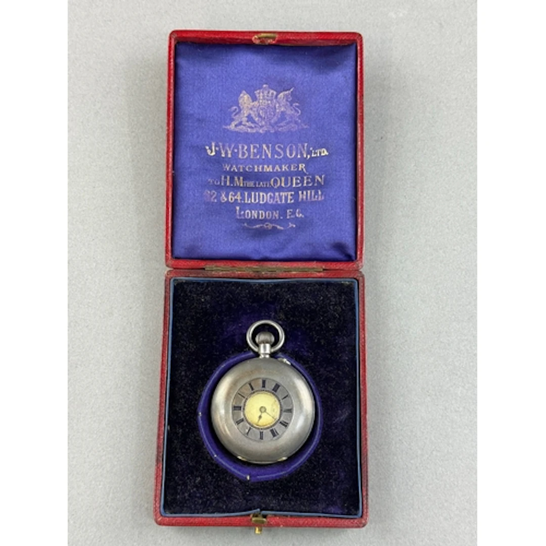 Watches: a Swiss silver cased half hunter pocket watch, the ...
