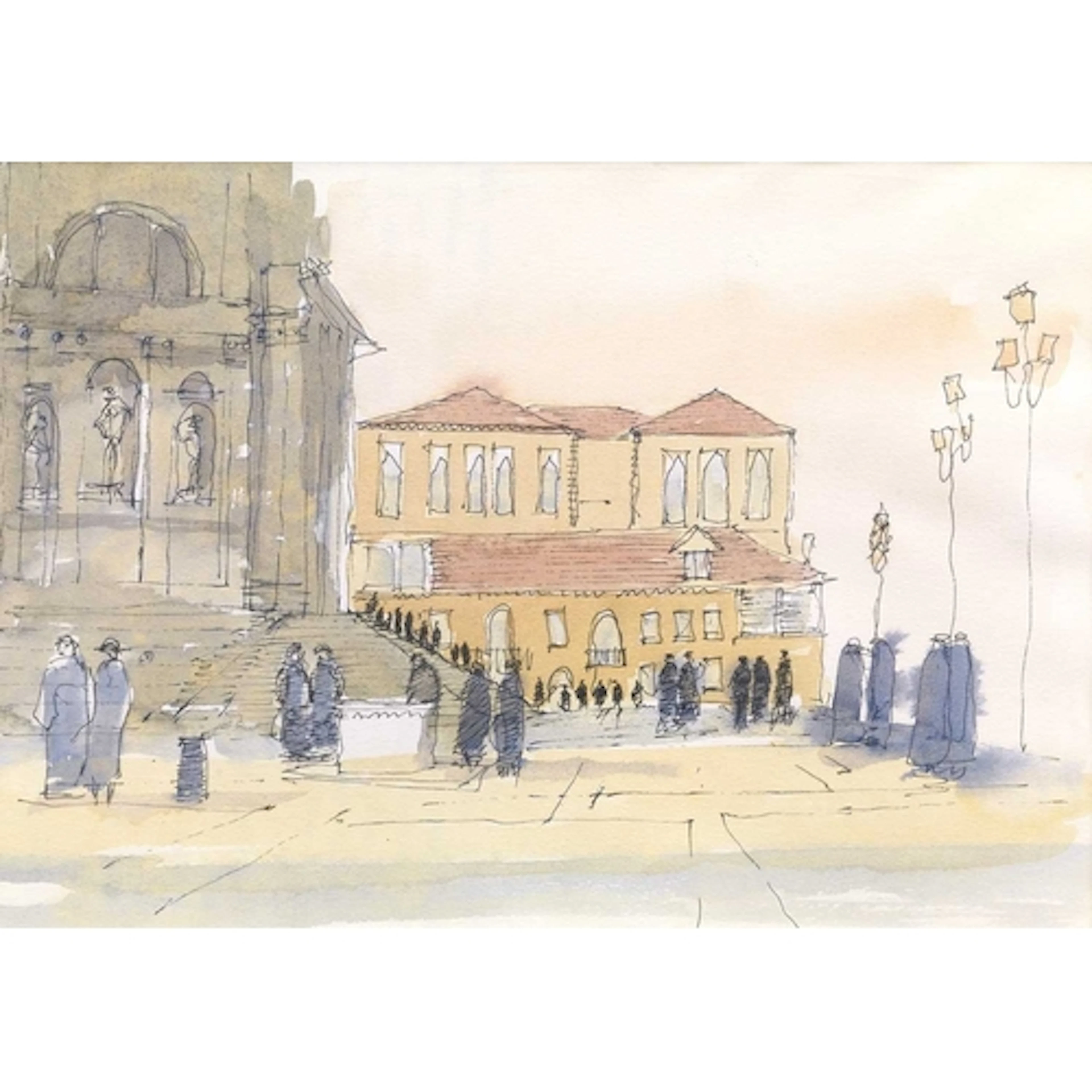 § John MILLER (1931-2002) Venice Watercolour and pen & ink, ...