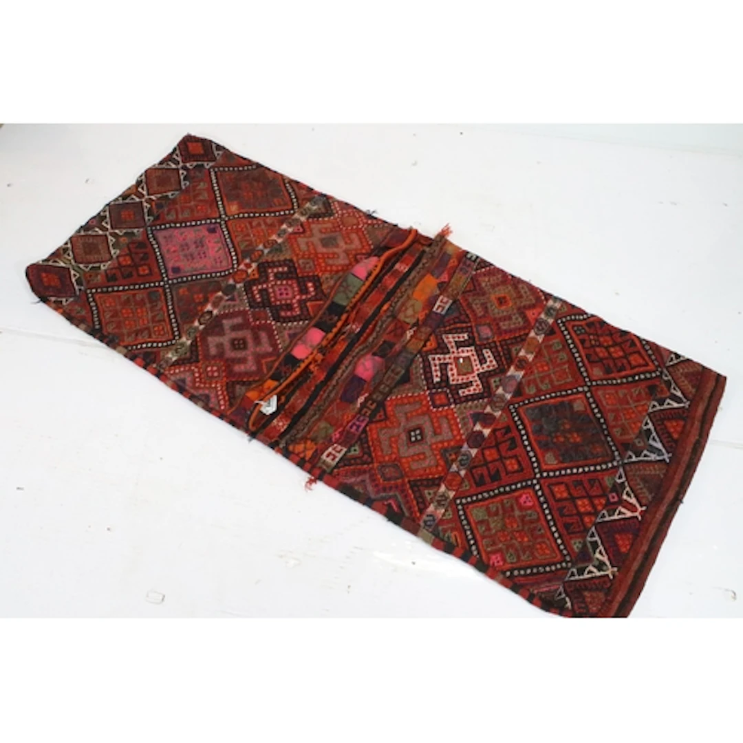 Woven kilim double camel saddle bag, possibly Moroccan, havi...