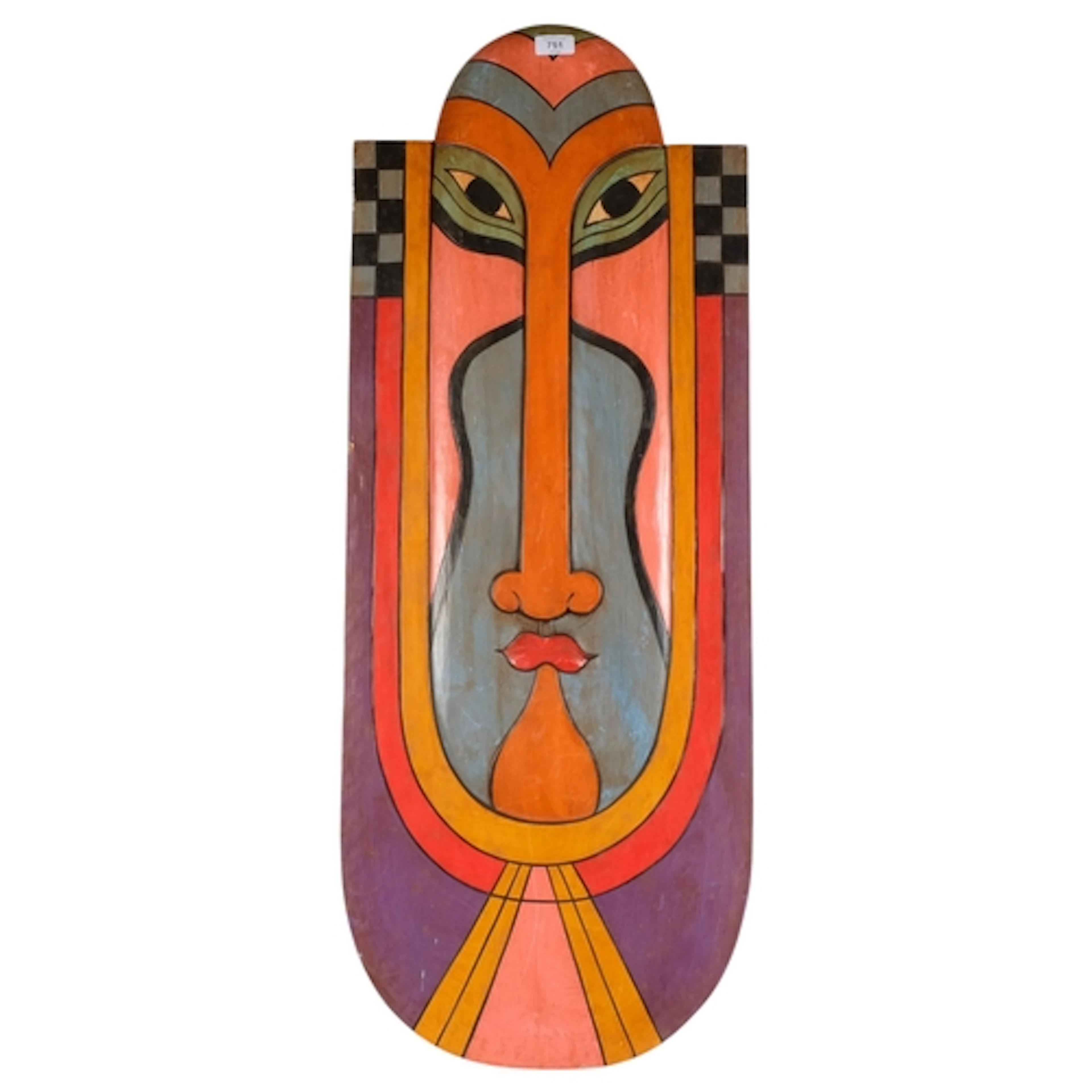 A Vintage Balinese design Tribal totem wall mask, H102cm
