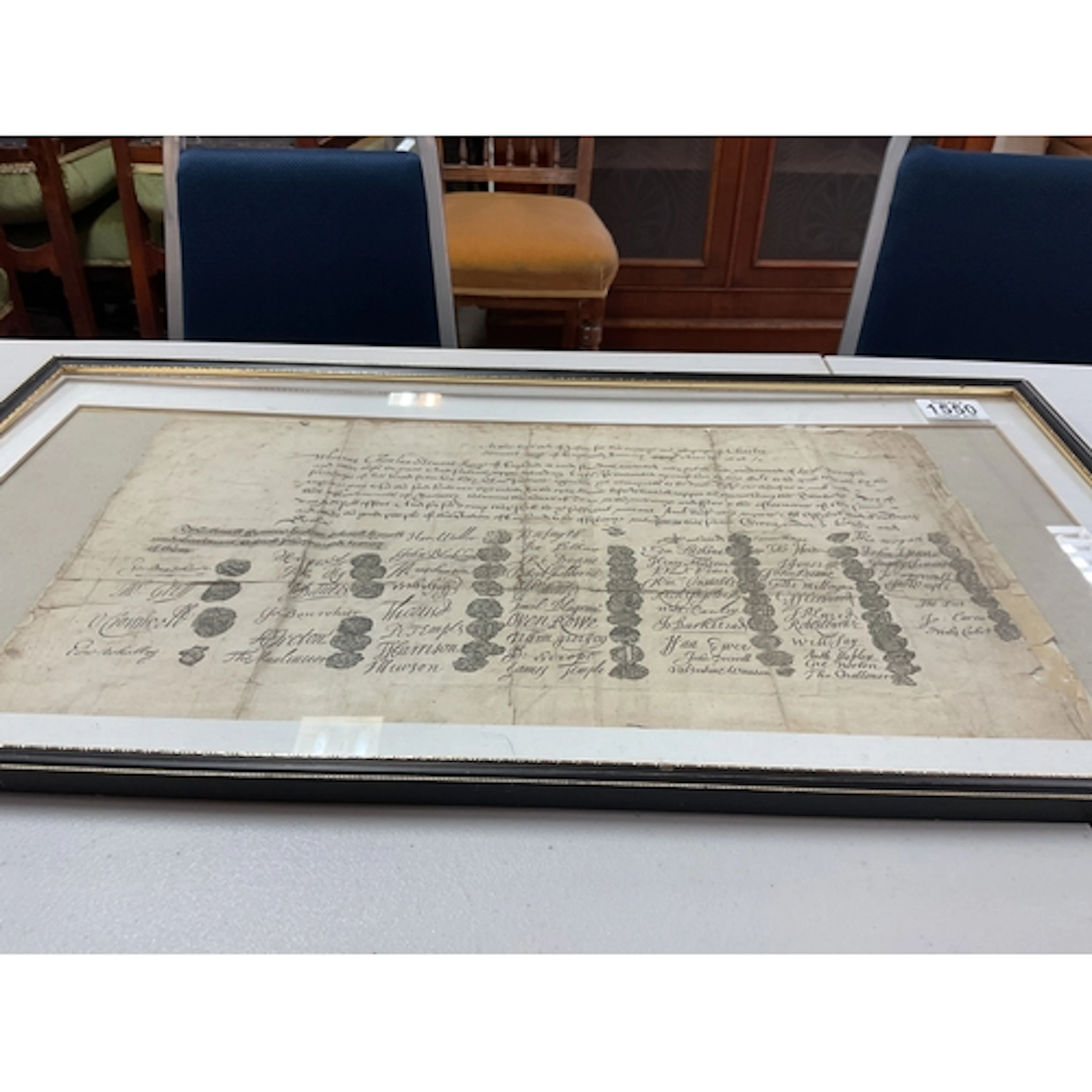 Framed 18/19th C Warrant of Execution of King Charles, possi...