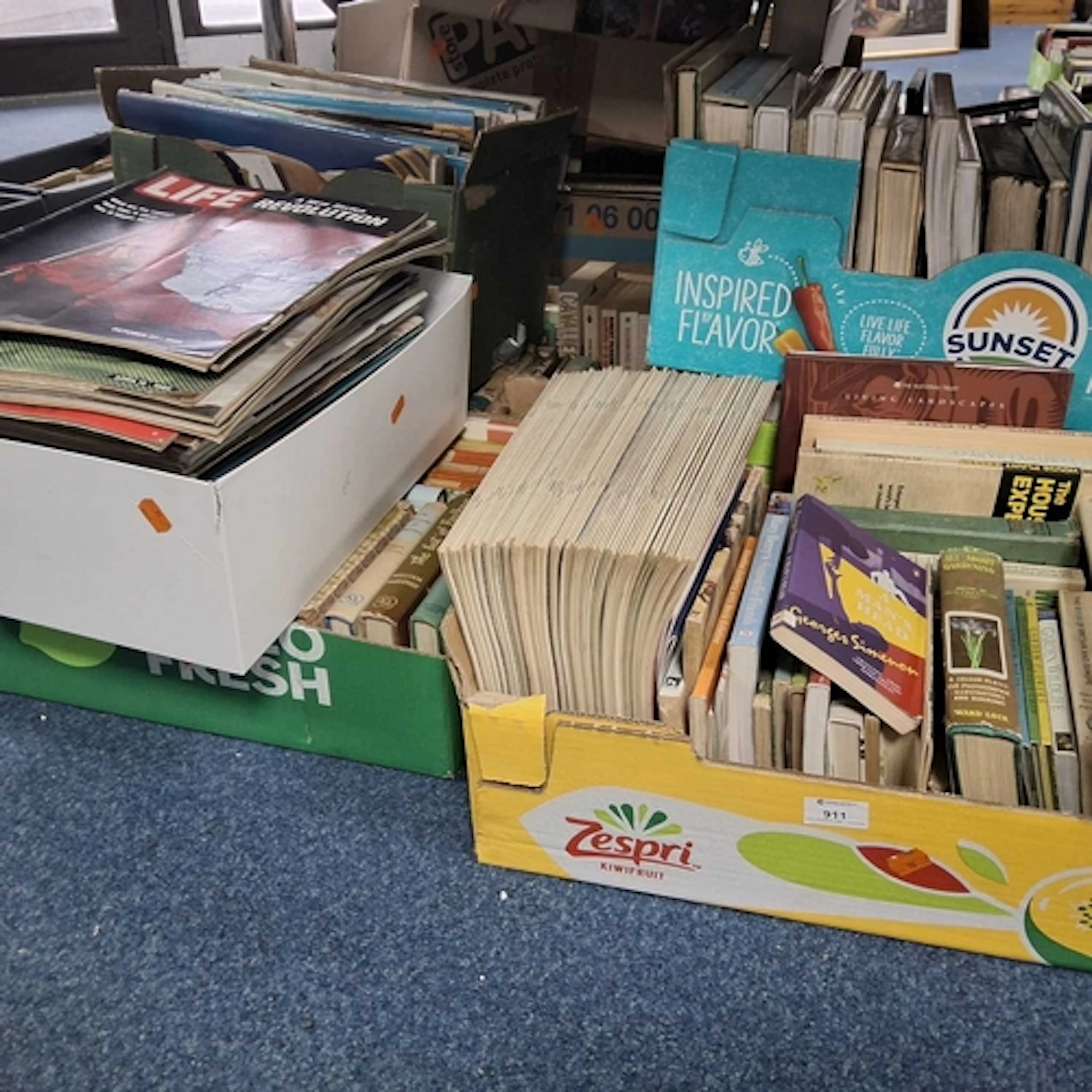 SEVEN BOXES OF MIXED BOOKS ETC to include an assortment of g...