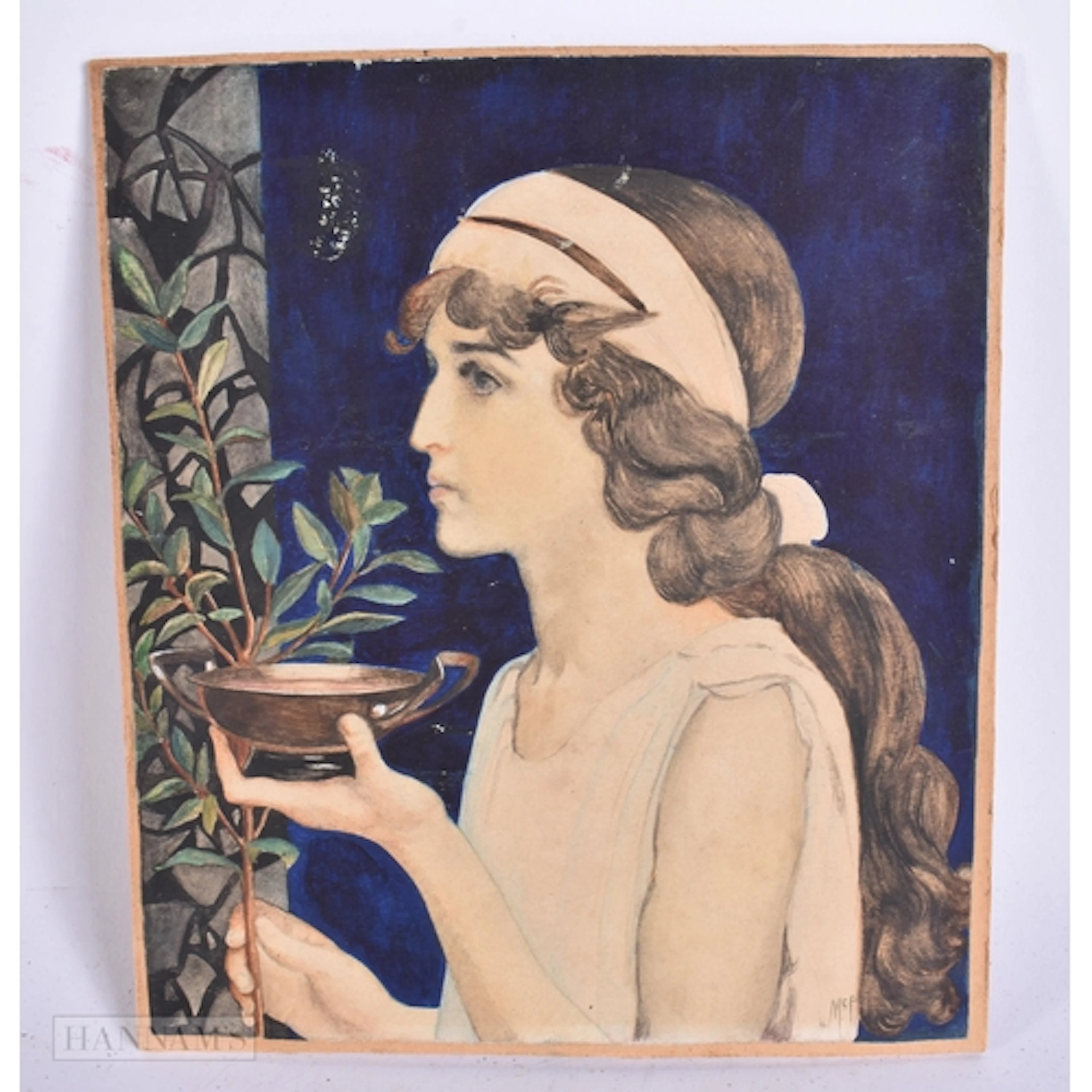 European School (Early 20th Century) Watercolour, Pre Raphae...