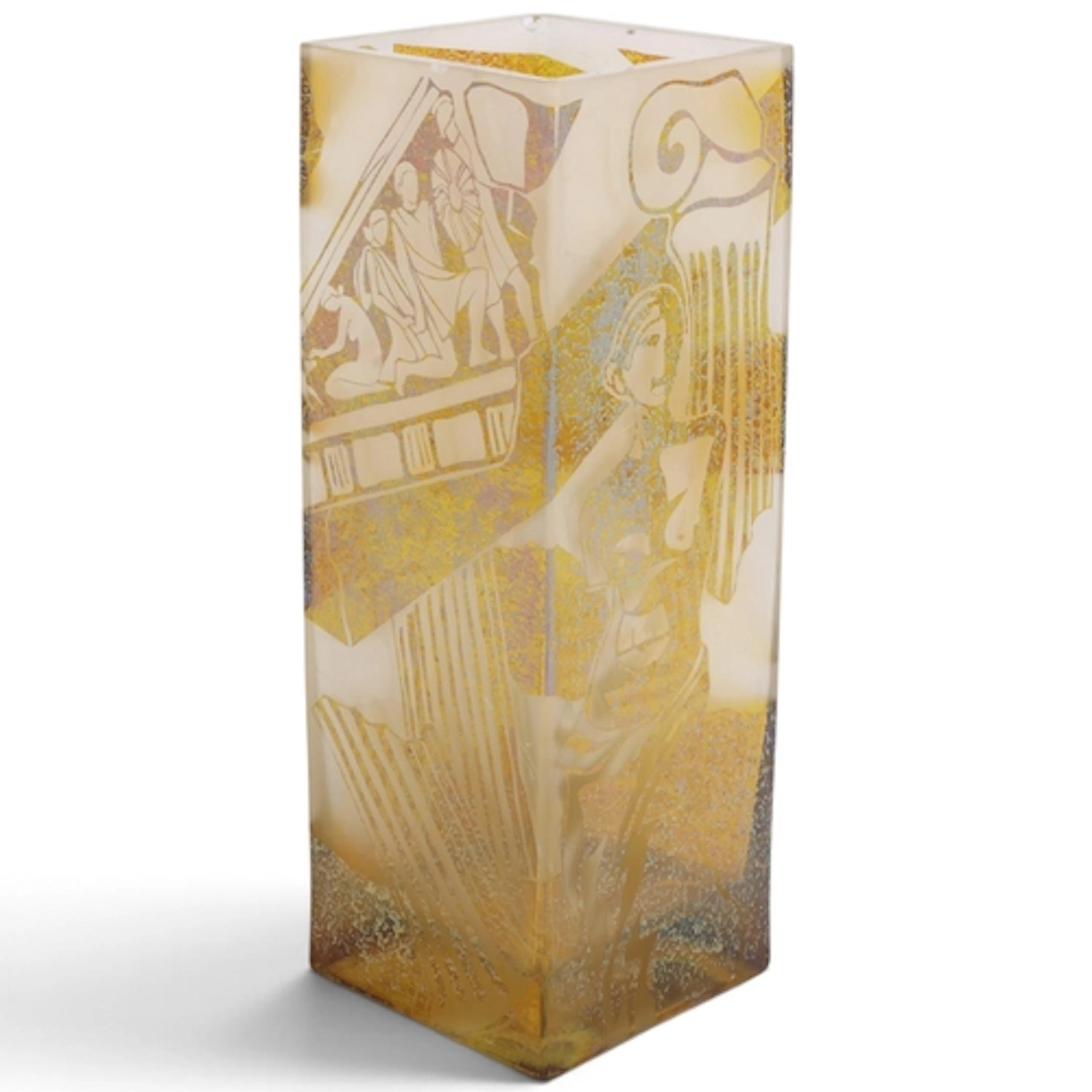 Horna, Poland, a large mid-century hade made glass slab vase...