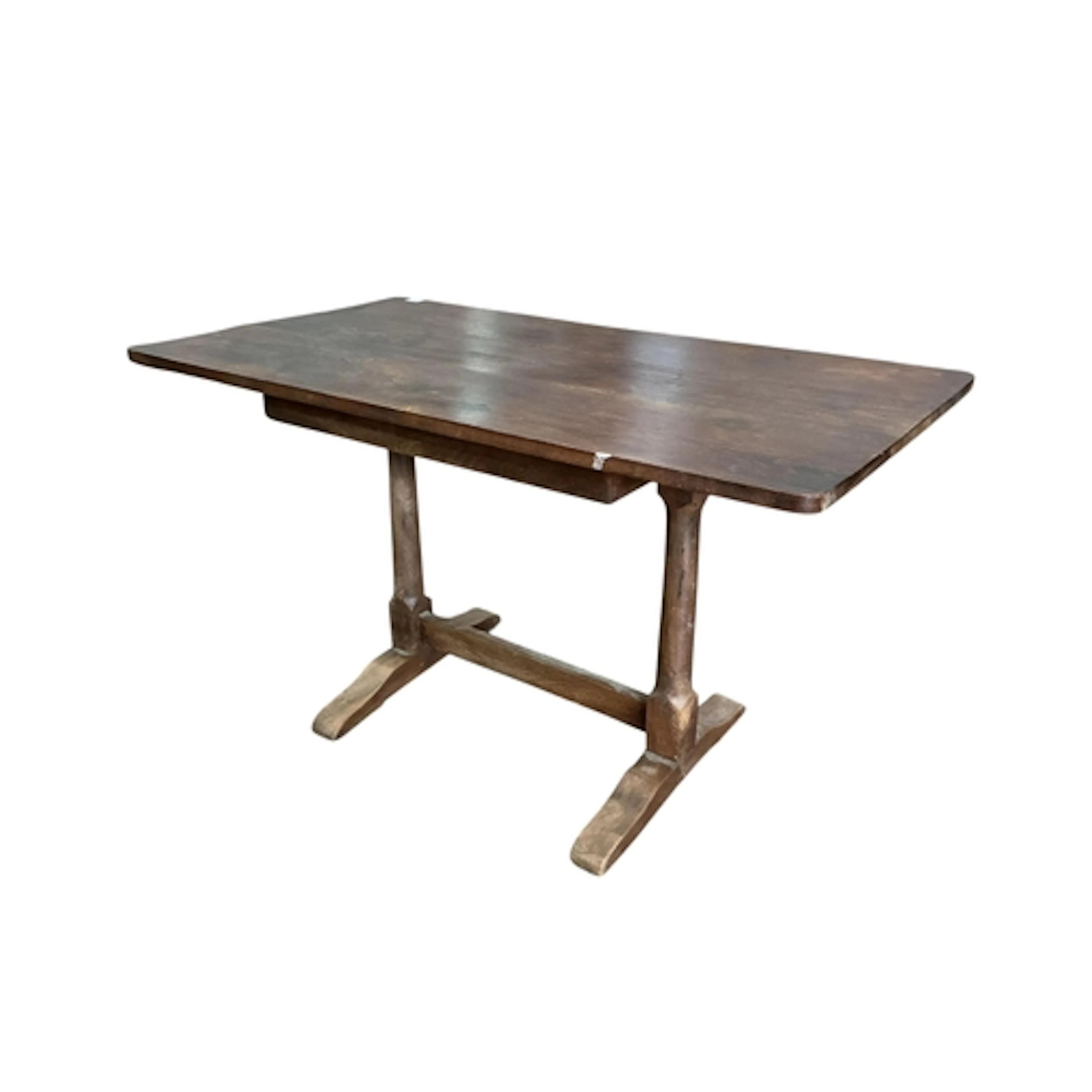 A small oak refectory dining table, width 140cm, depth 76cm,...