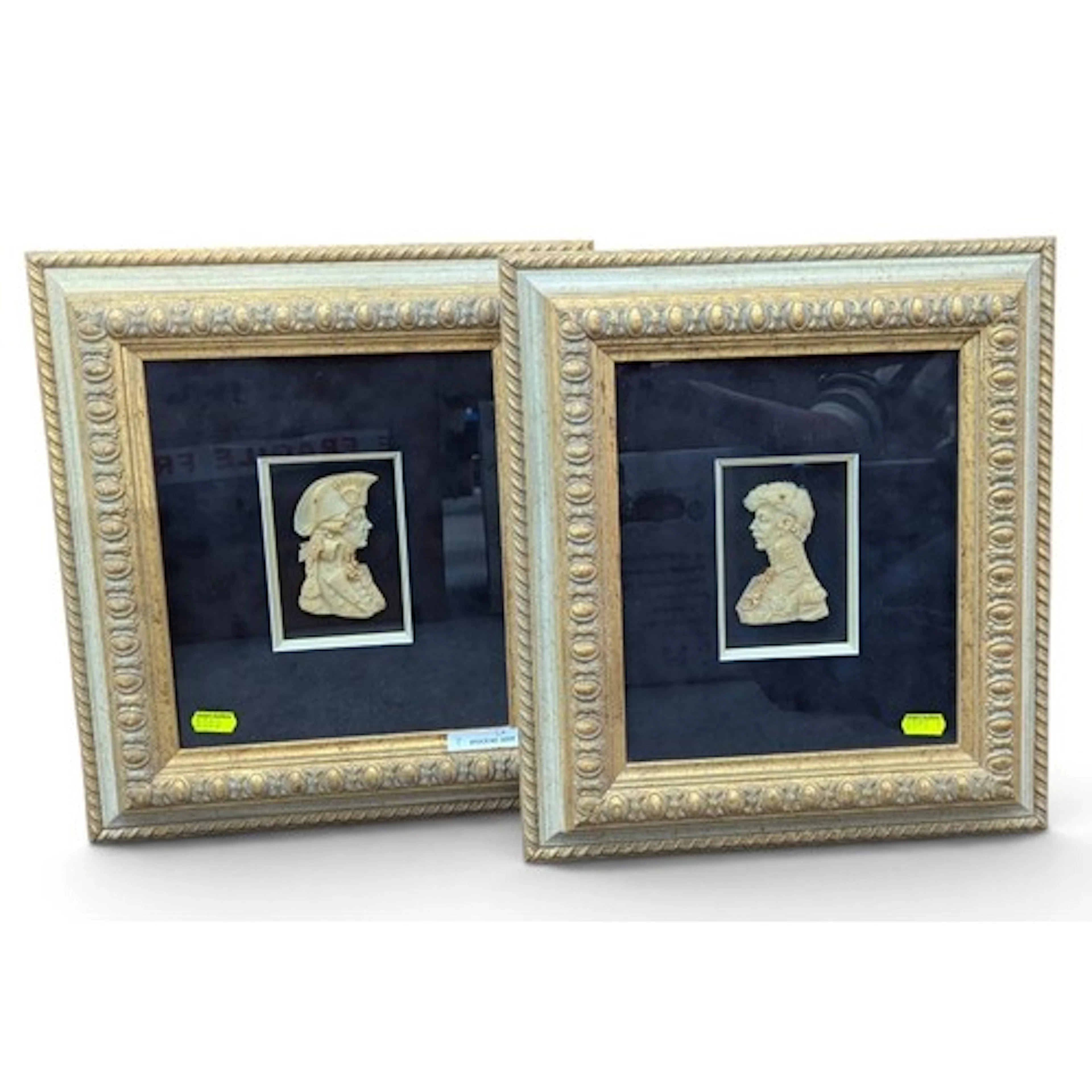 Two Regency style wax relief portrait miniatures of gentleme...