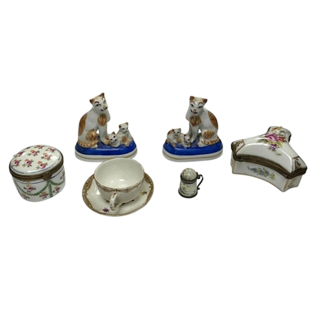 A group of miniature Continental hard-paste porcelain items ...