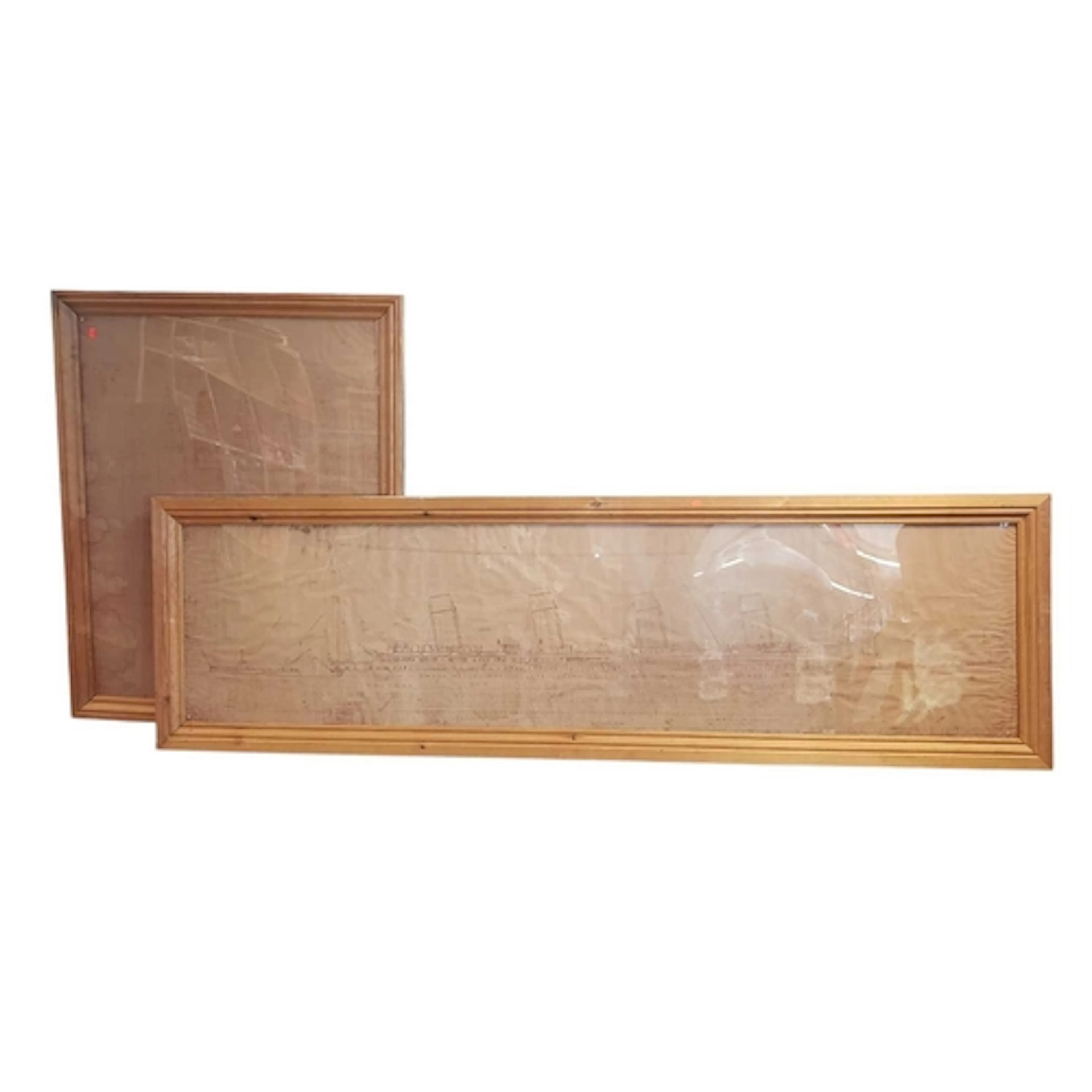 Two large framed copies of S S Titanic individual deck drawi...