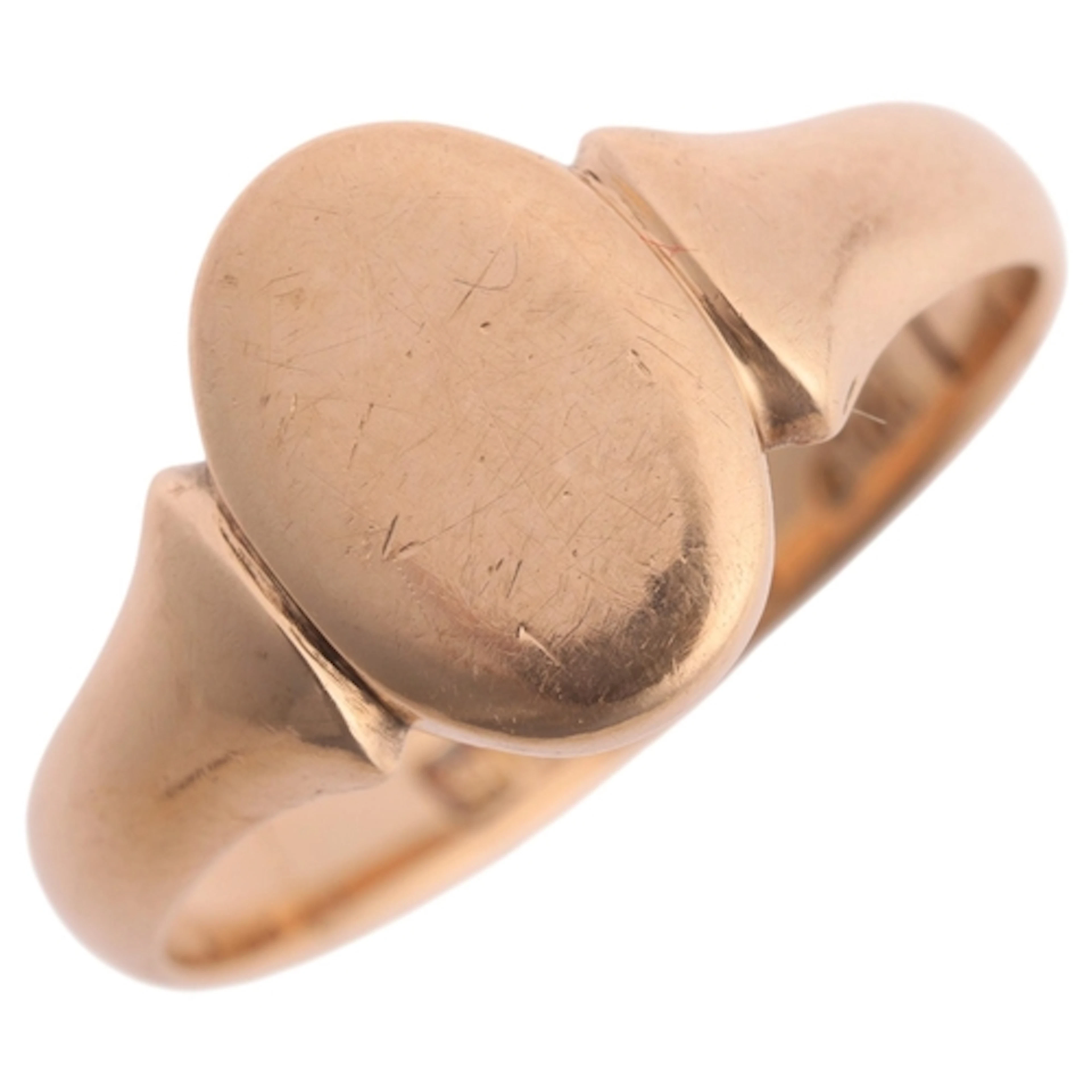 An Antique 9ct rose gold signet ring, maker PP Ltd, Chester ...