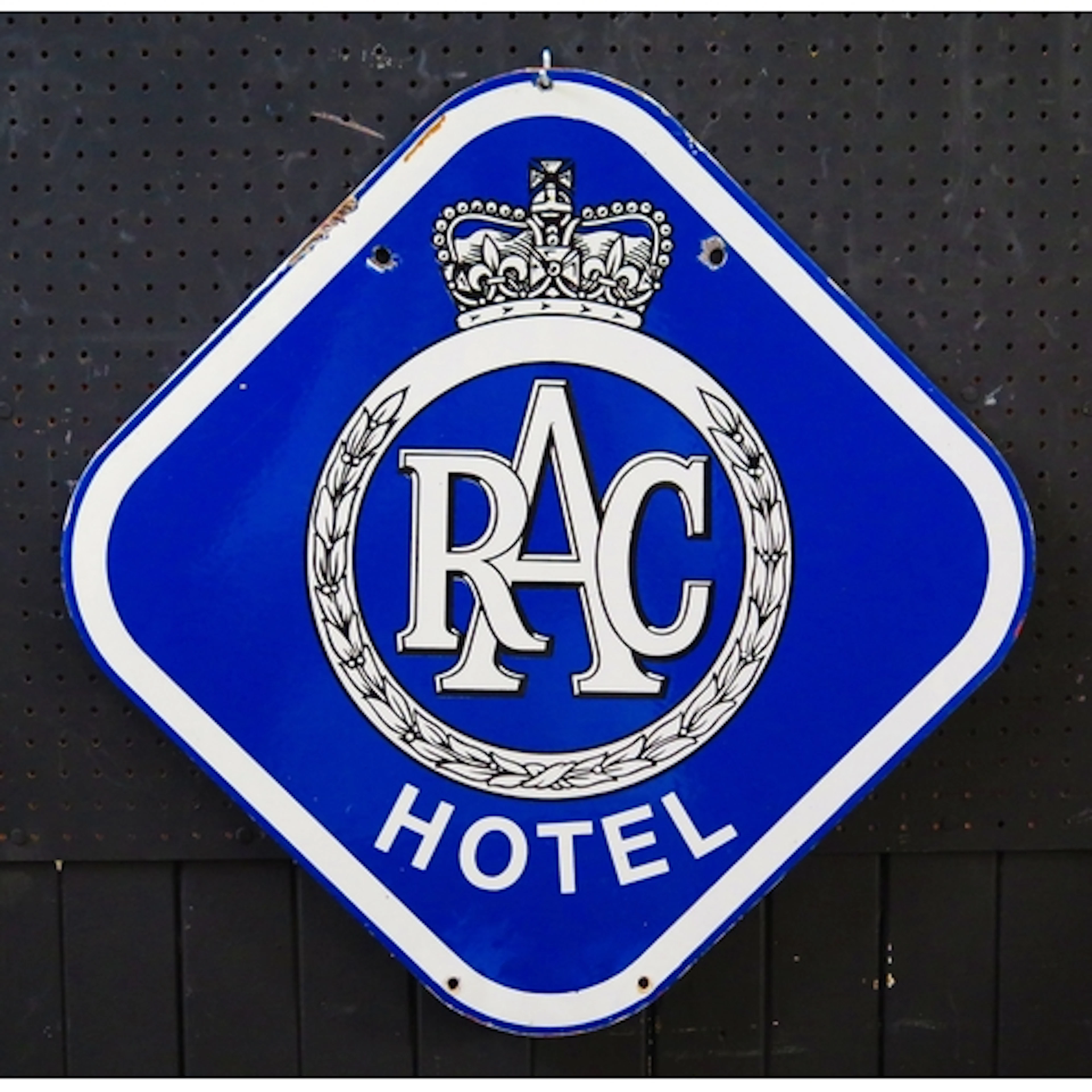 "RAC Hotel" - An enamel double sided advertising sign, 56cm ...