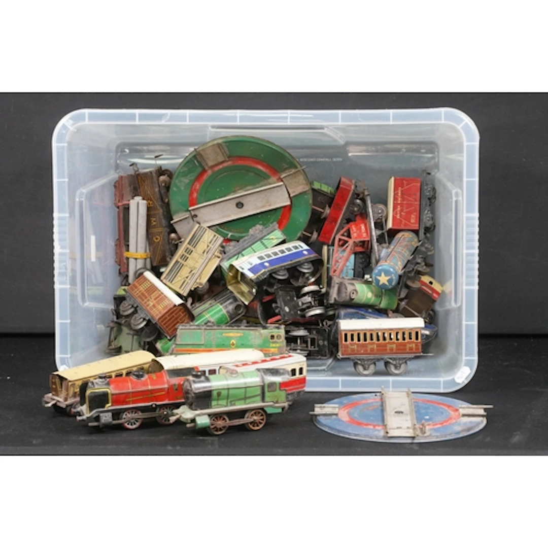Eight O gauge tin plate locomotives to include Meetoy Hurric...