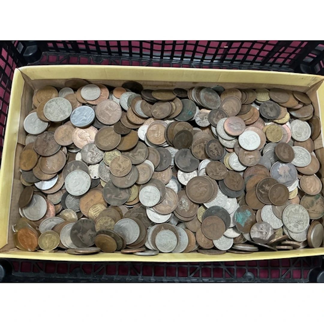 Large Collection Of World Coinage, includes GB, France, Spai...