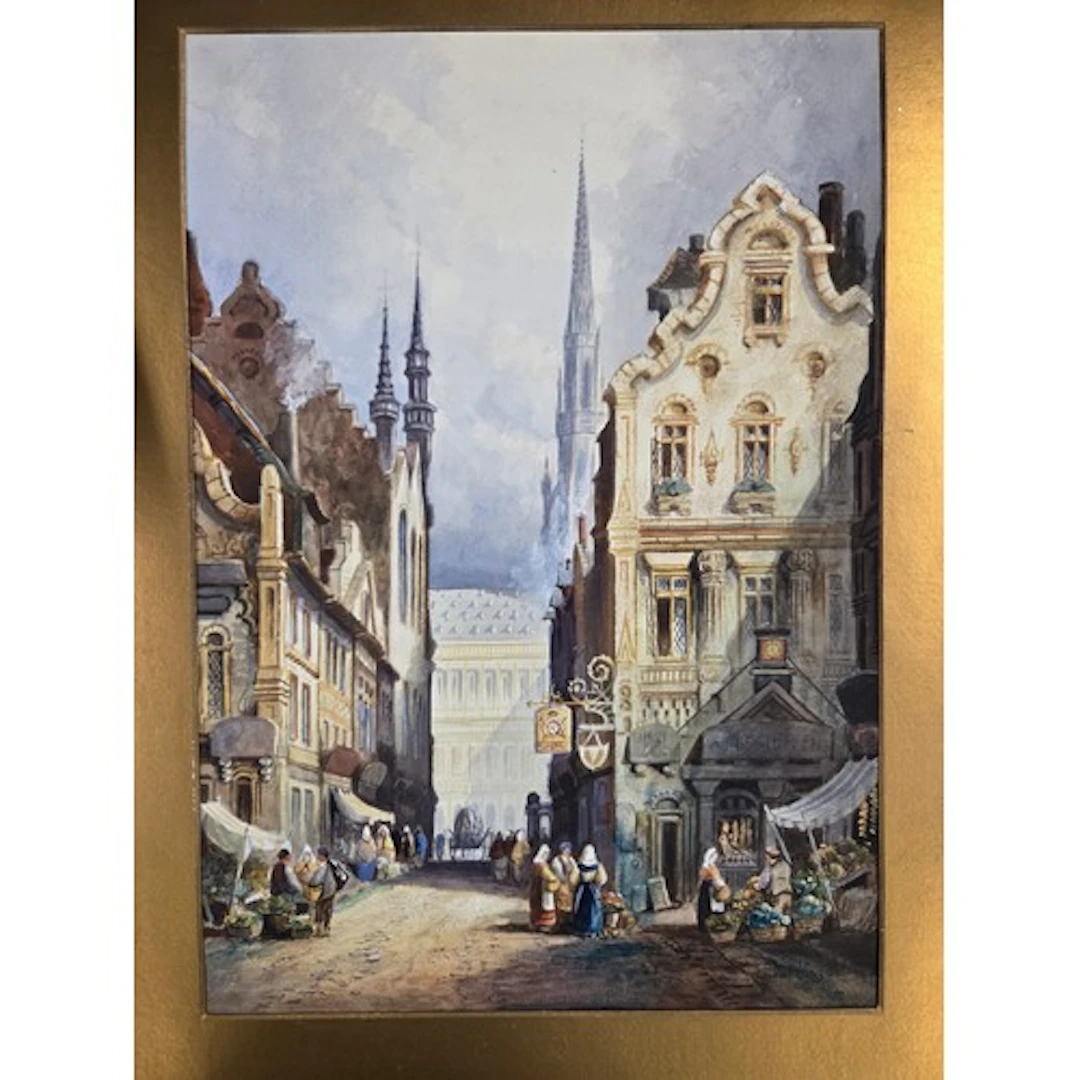 Henry Montague a 19th Century Watercolour Street scene of Gh...
