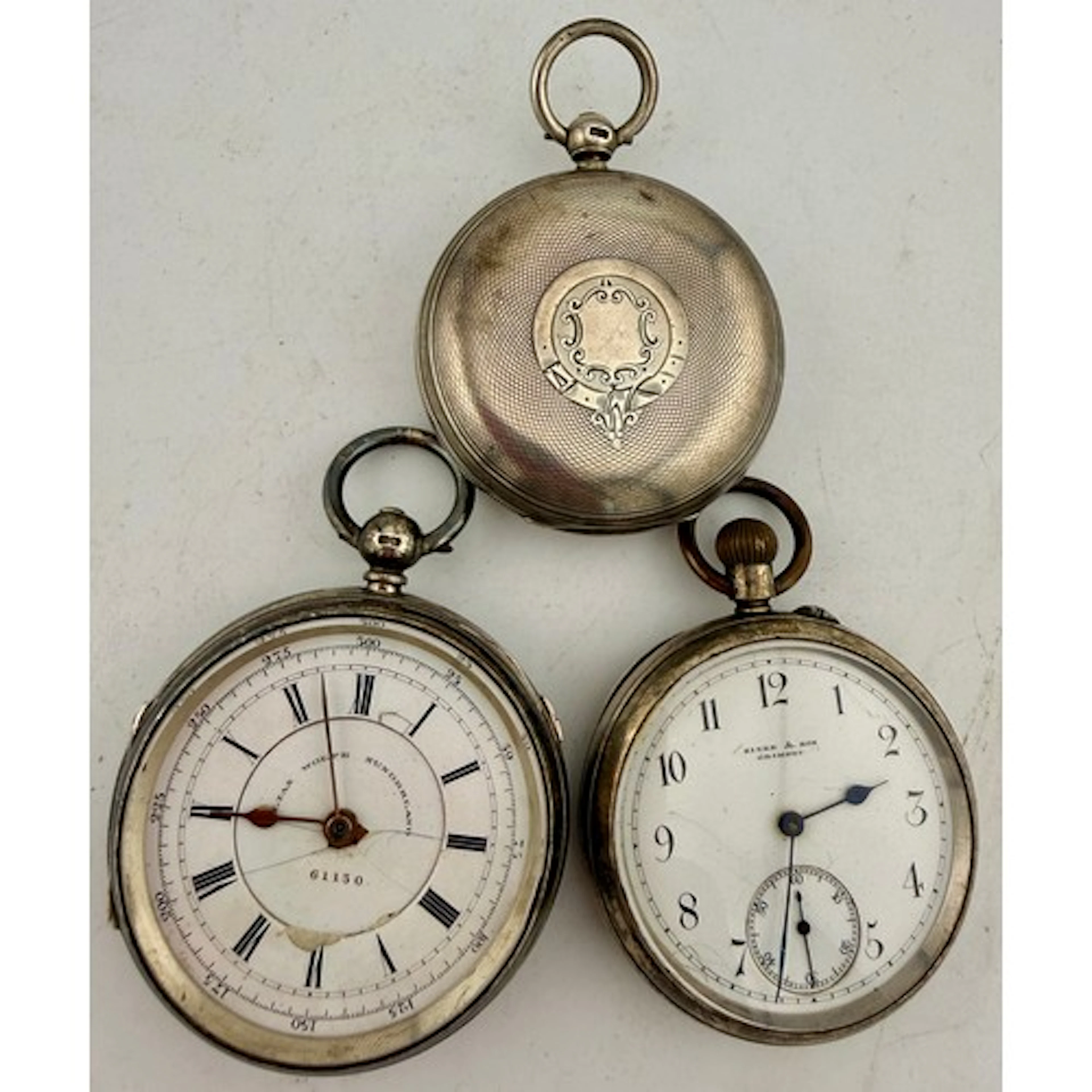 Three silver cased pocket watches to include a full hunter. ...