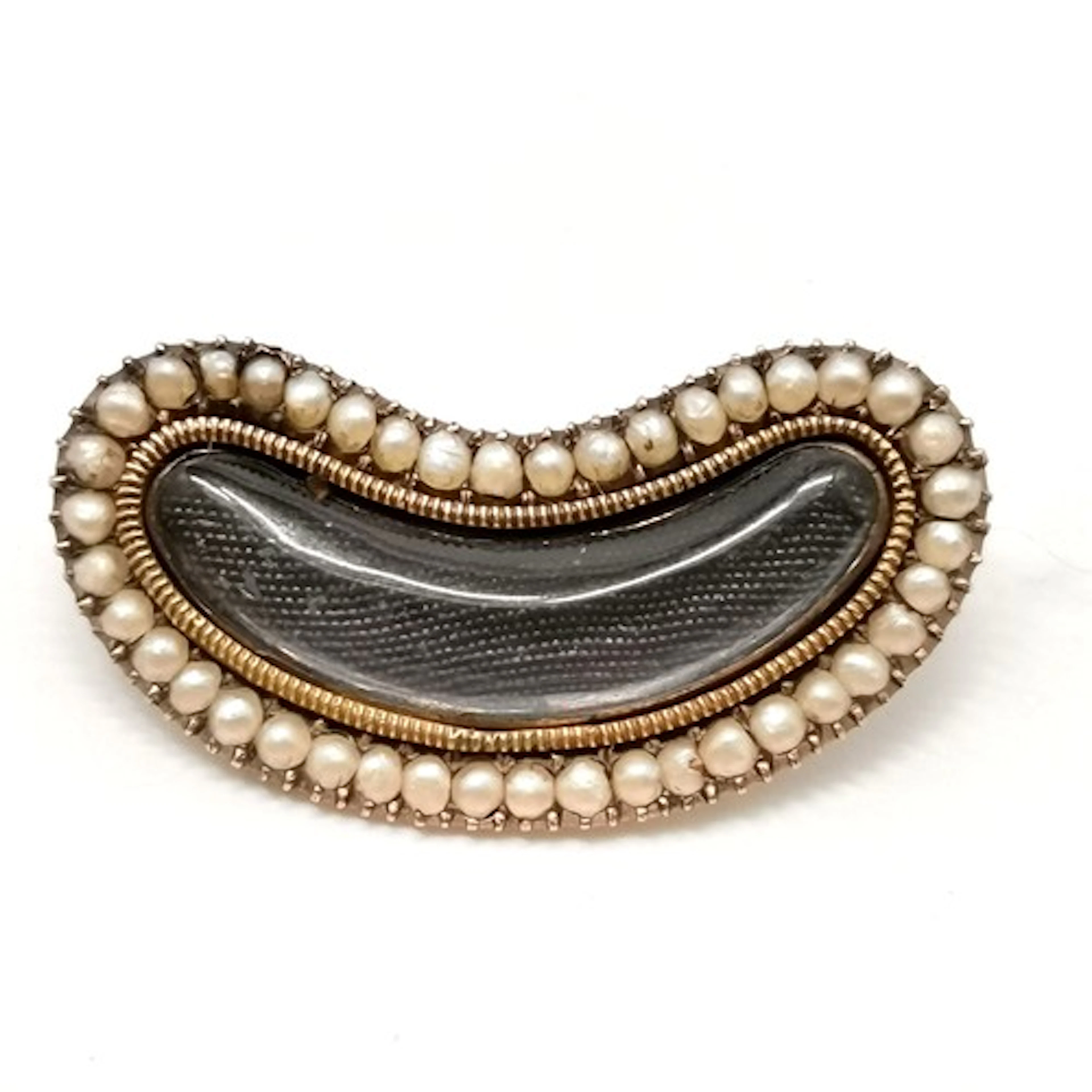 Antique Georgian brooch woven hair locket with pearl detail ...