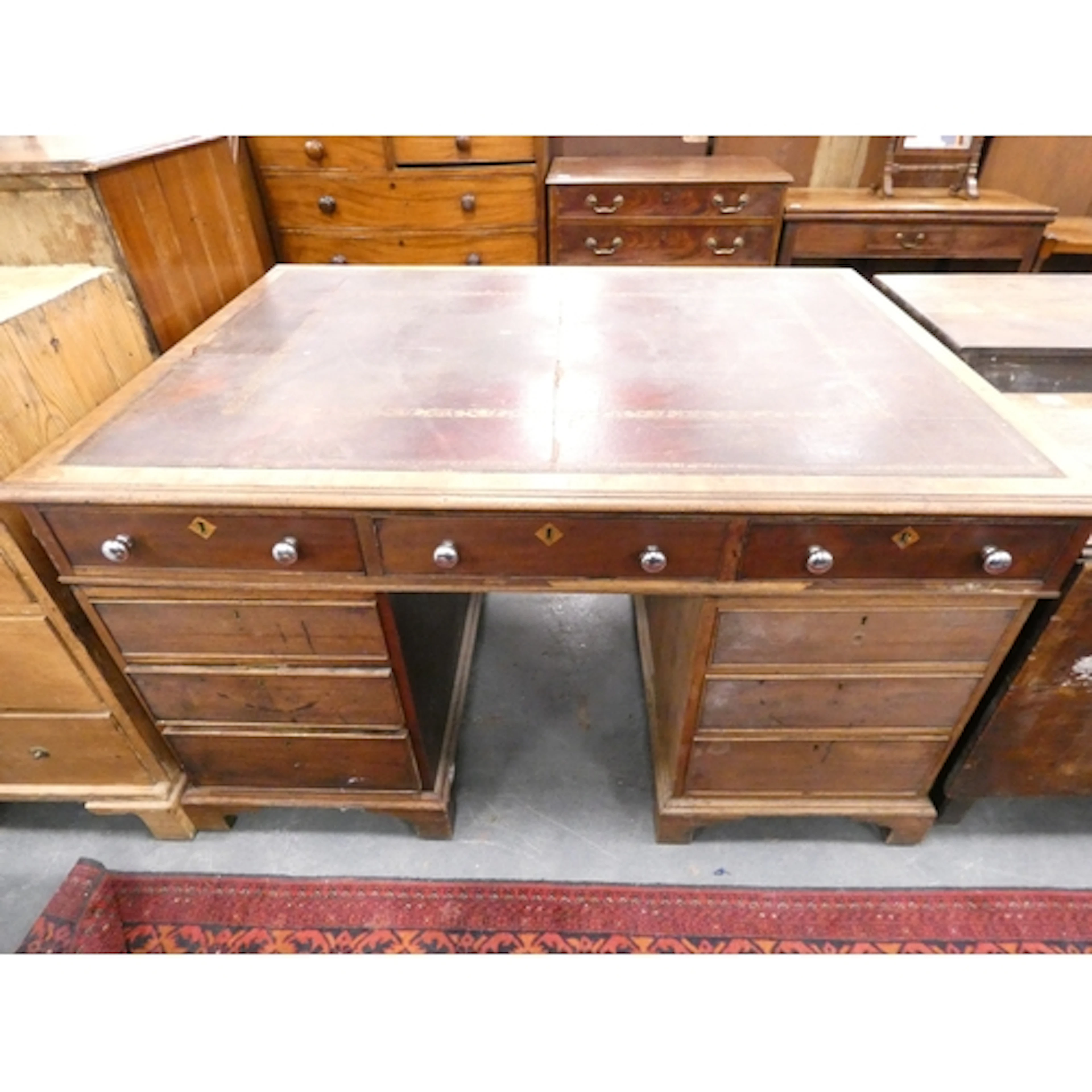 19th century Regency style mahogany partners desk with toole...
