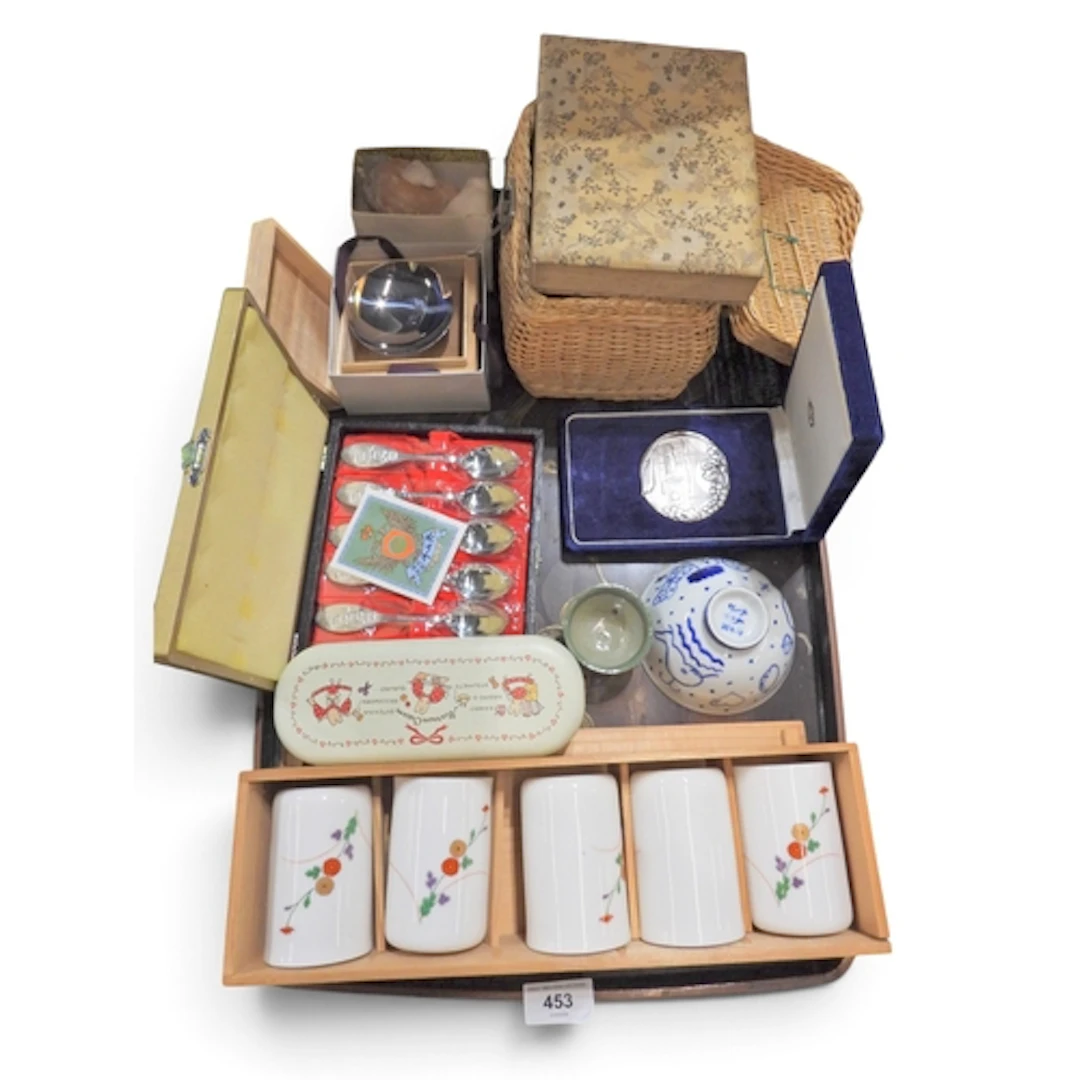 A group of Japanese related items Comprising;ceramics ...