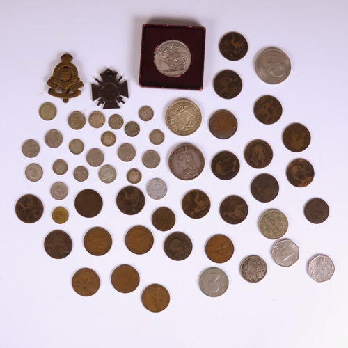 A collection of English pre decimal coins, including 1887 an...