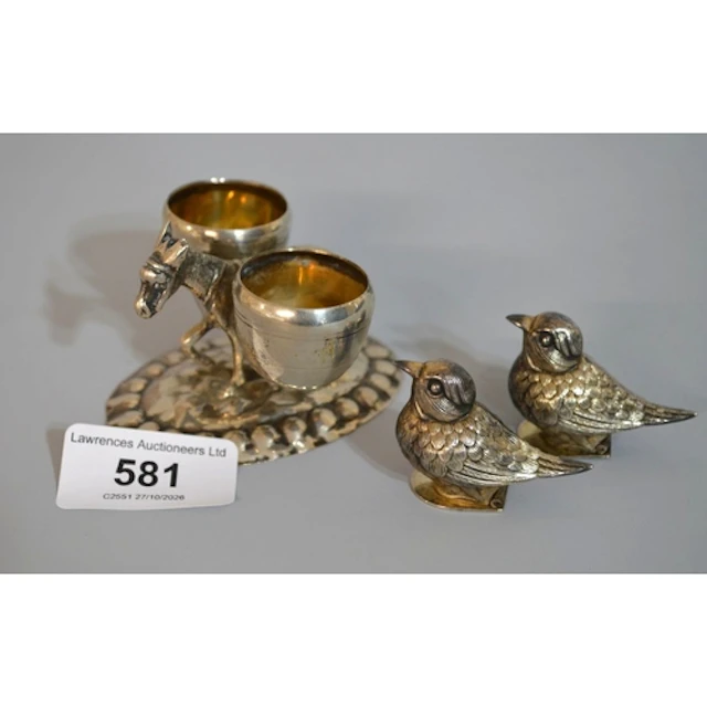 Continental silver (800 mark) condiment in the form of a don...