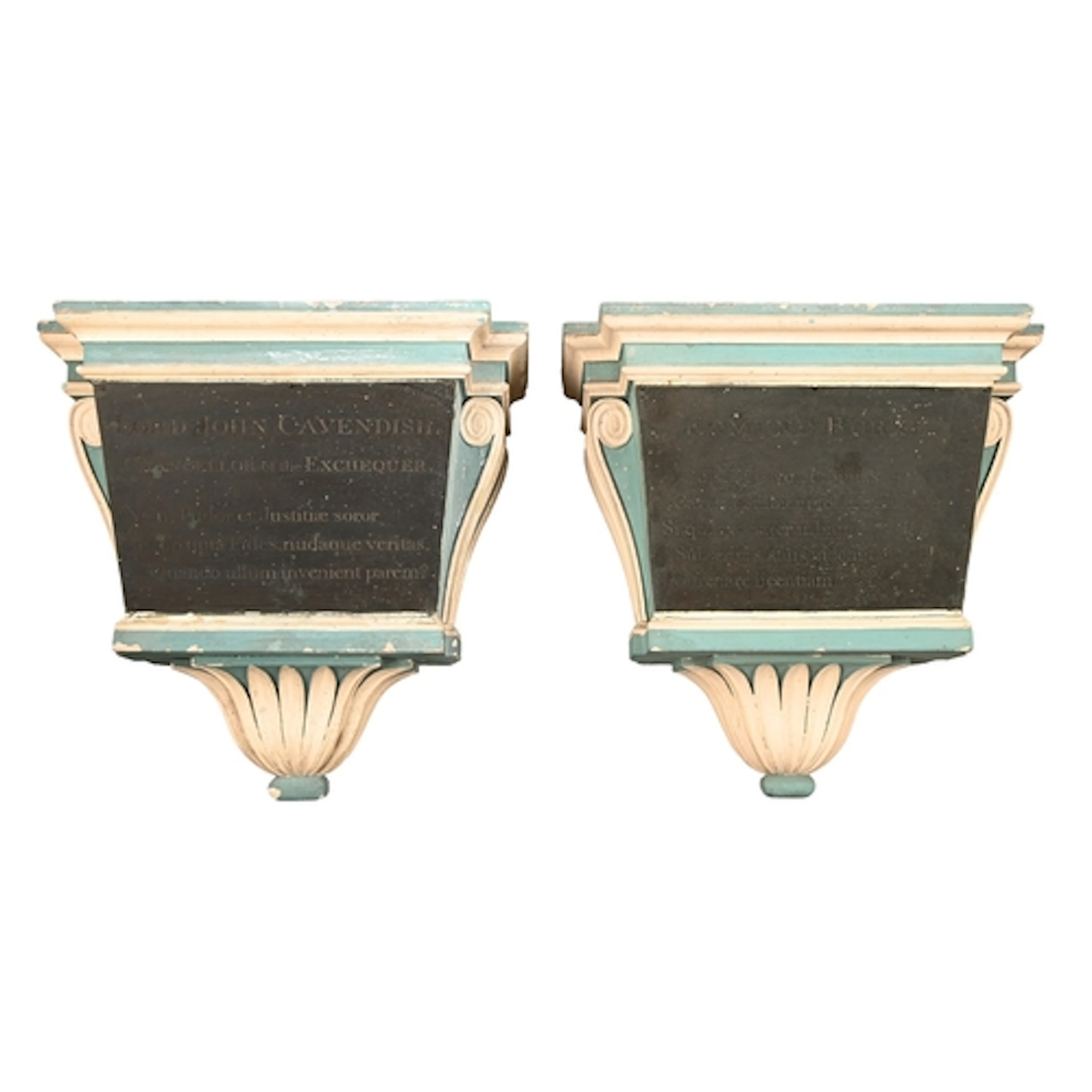 A pair of George III neoclassical architectural pine wall br...