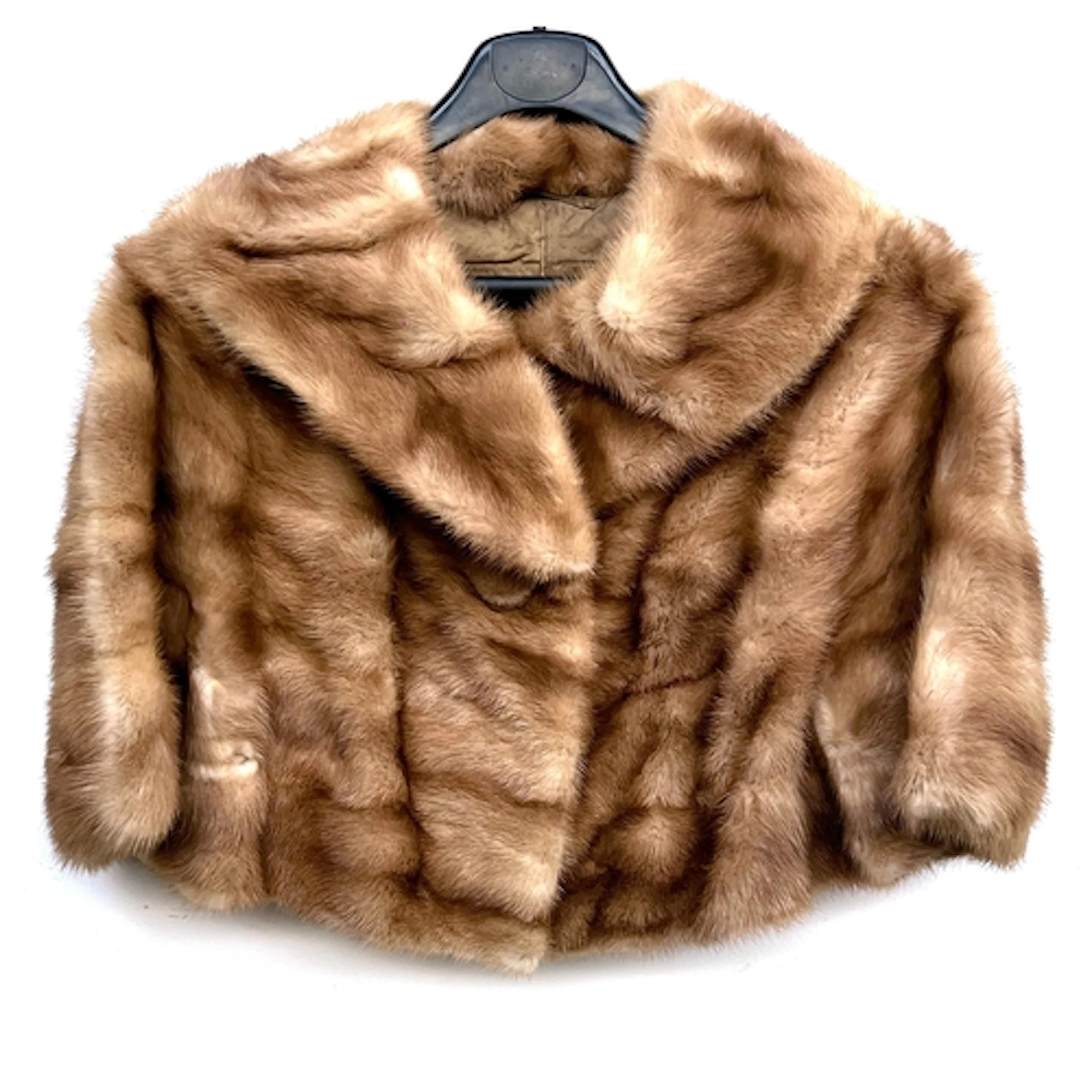 A vintage fur bolero jacket with shawl collar