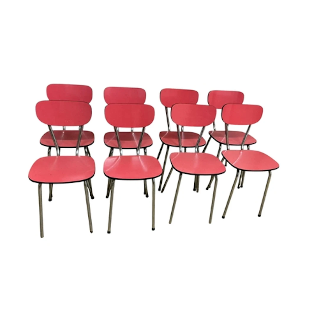 A set of eight 1960's chairs, width 38cm, depth 40cm, height...