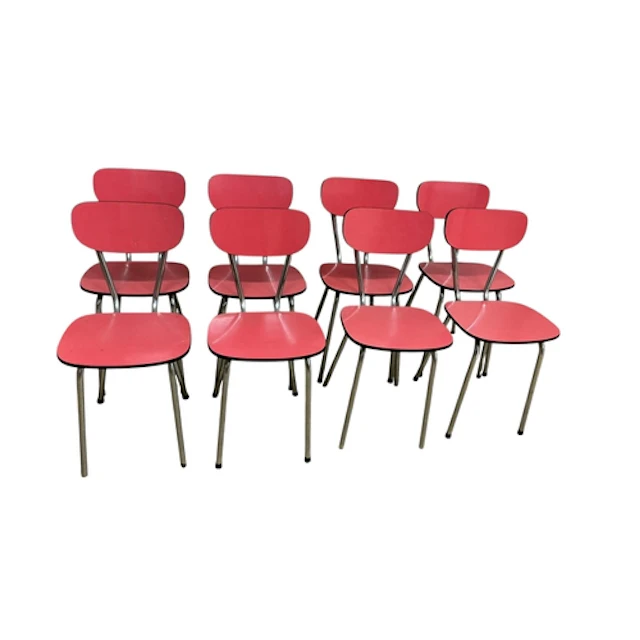 A set of eight 1960's chairs, width 38cm, depth 40cm, height...