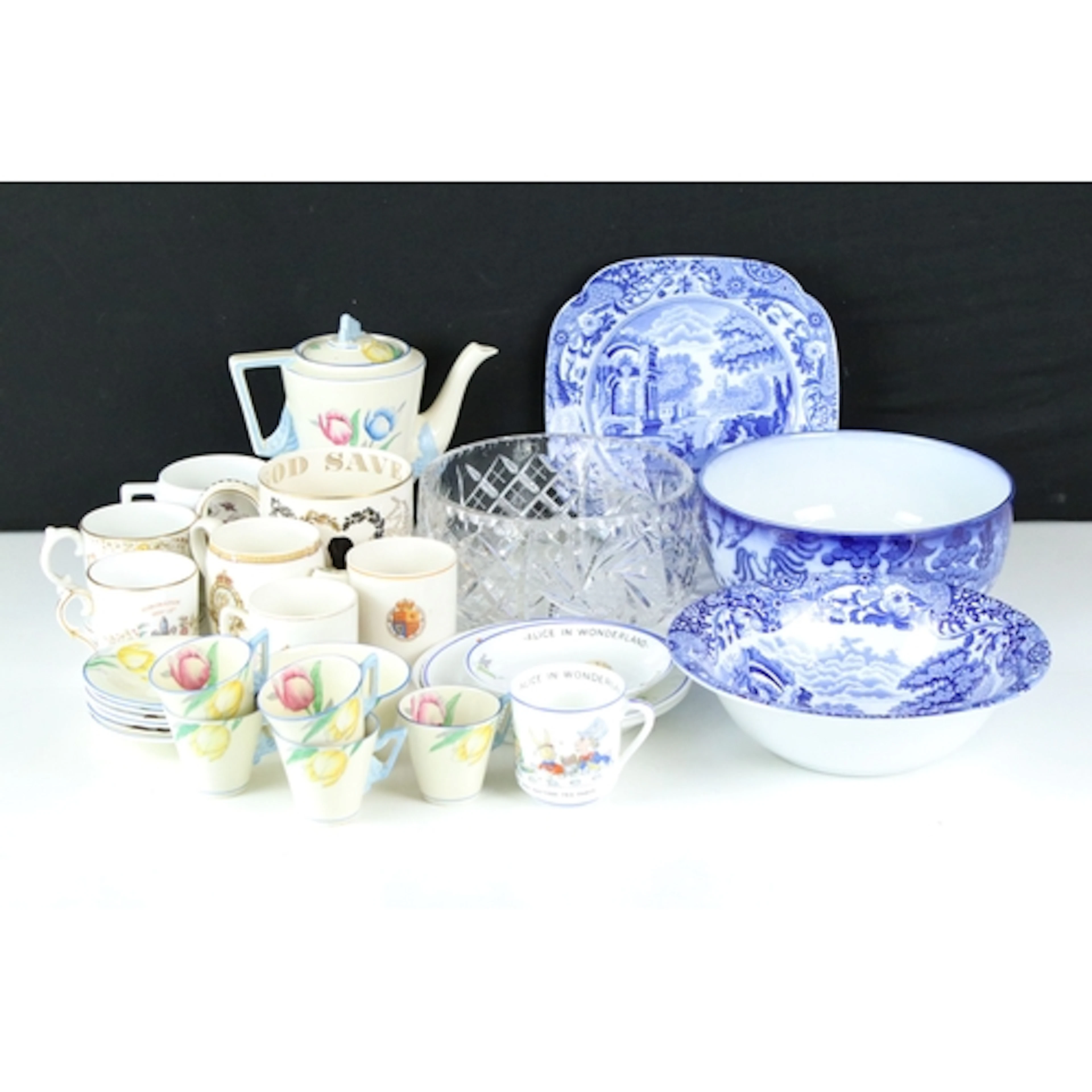 Burleigh Ware Art Deco part tea set to include a teapot of c...