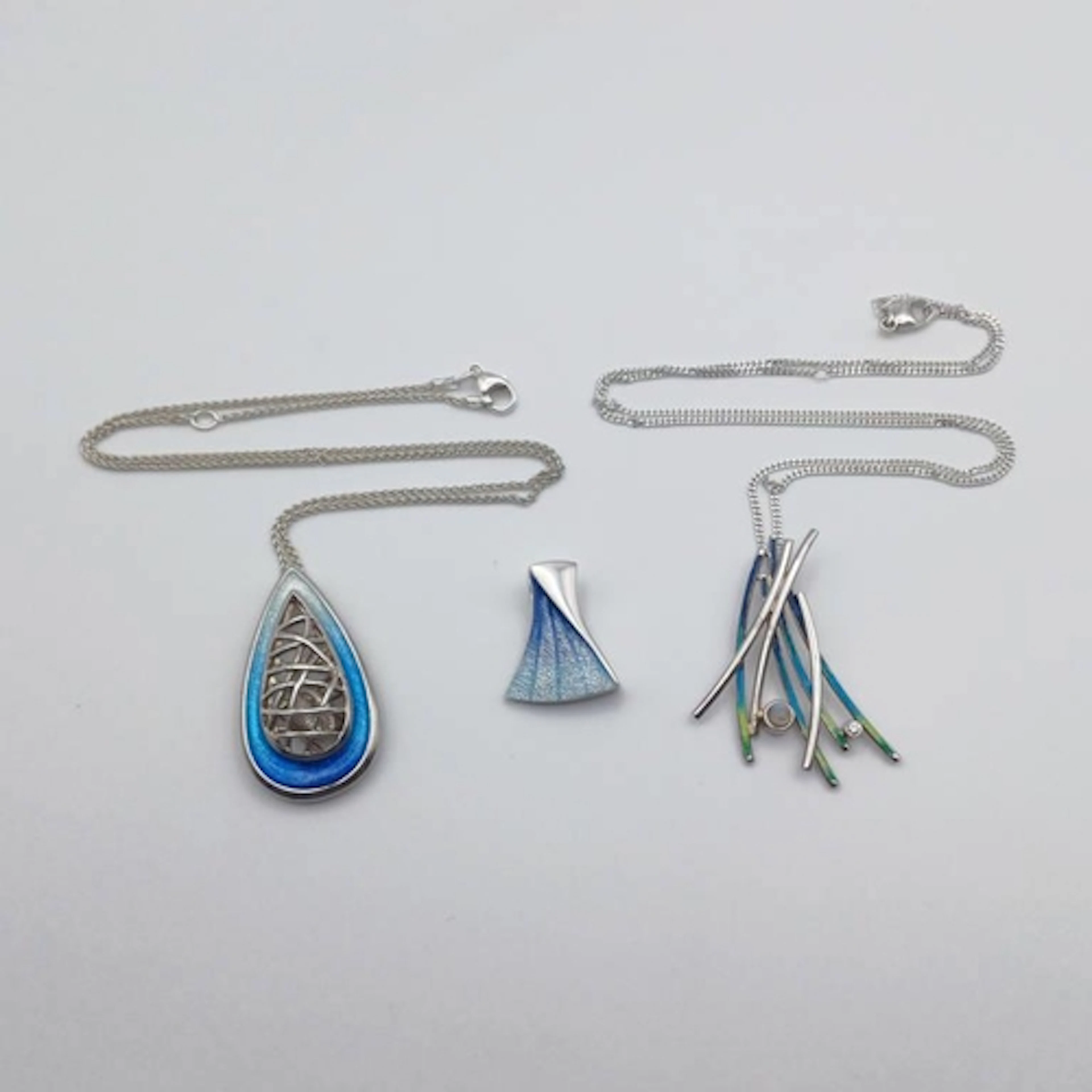 3 SHEILA FLEET SILVER & ENAMEL PENDANTS: TIDAL TREASURE, WIL...