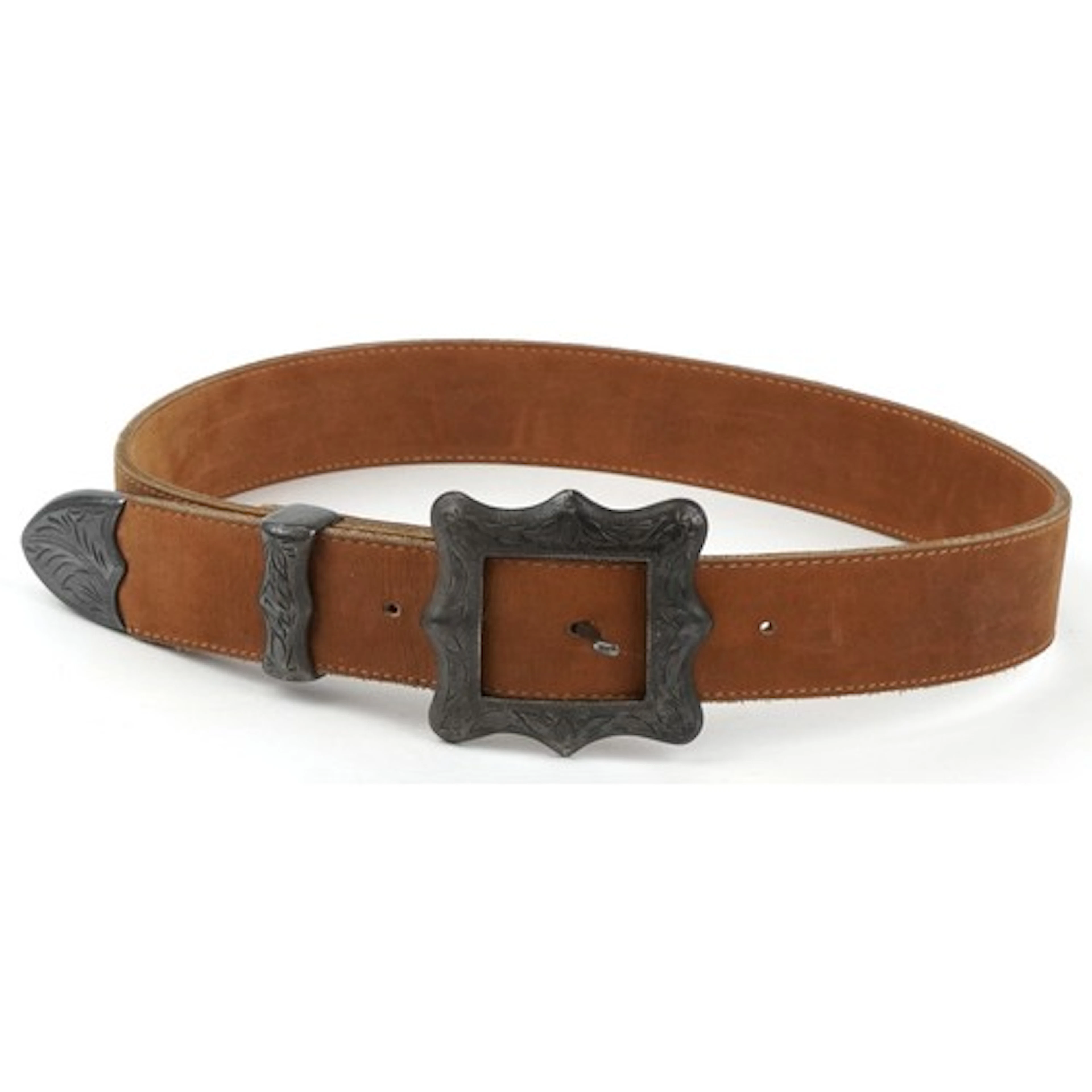 Ralph Lauren ladies leather belt with silver buckle, size 75...