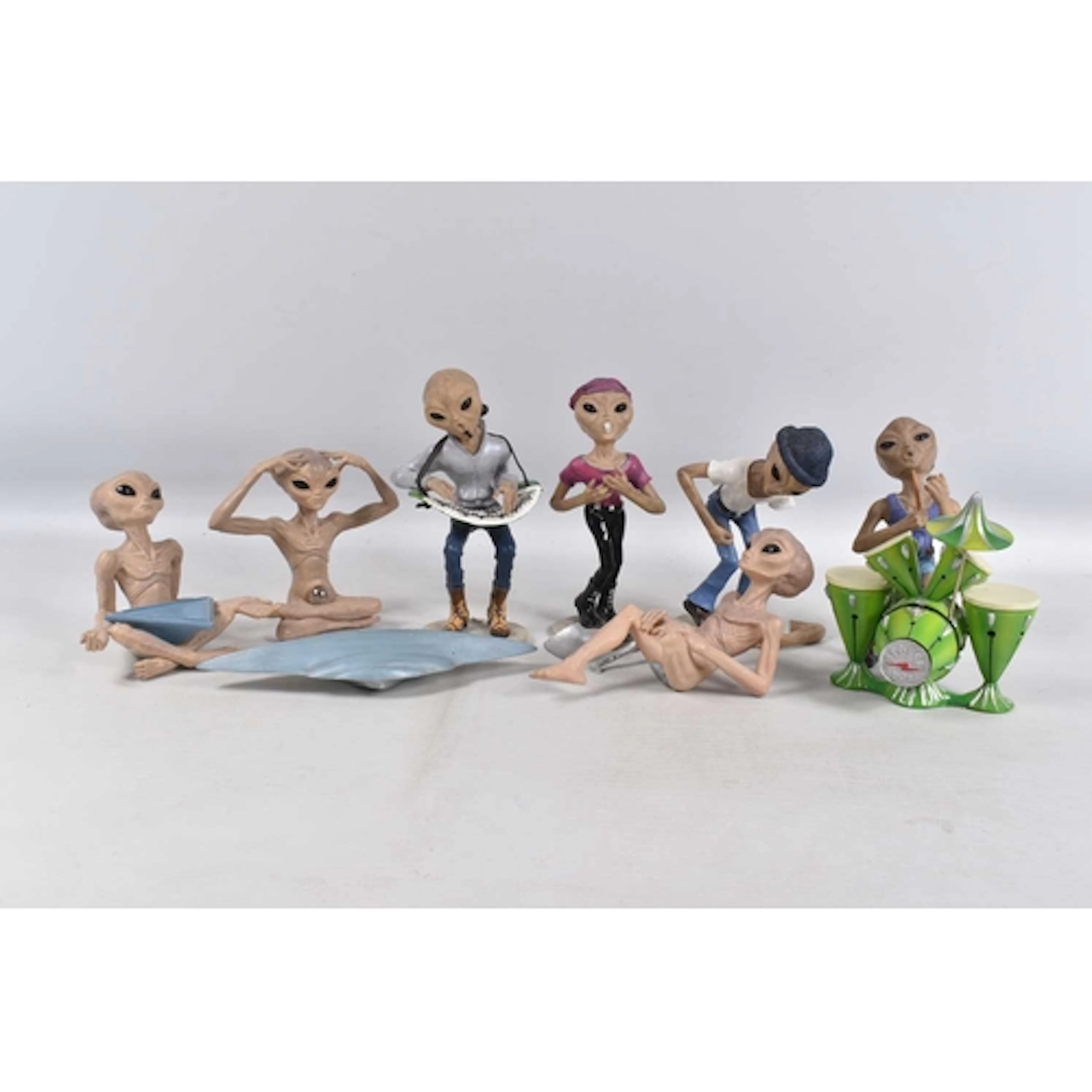 A SELECTION OF RESIN ALIEN FIGURES, a few signed Simon Laure...