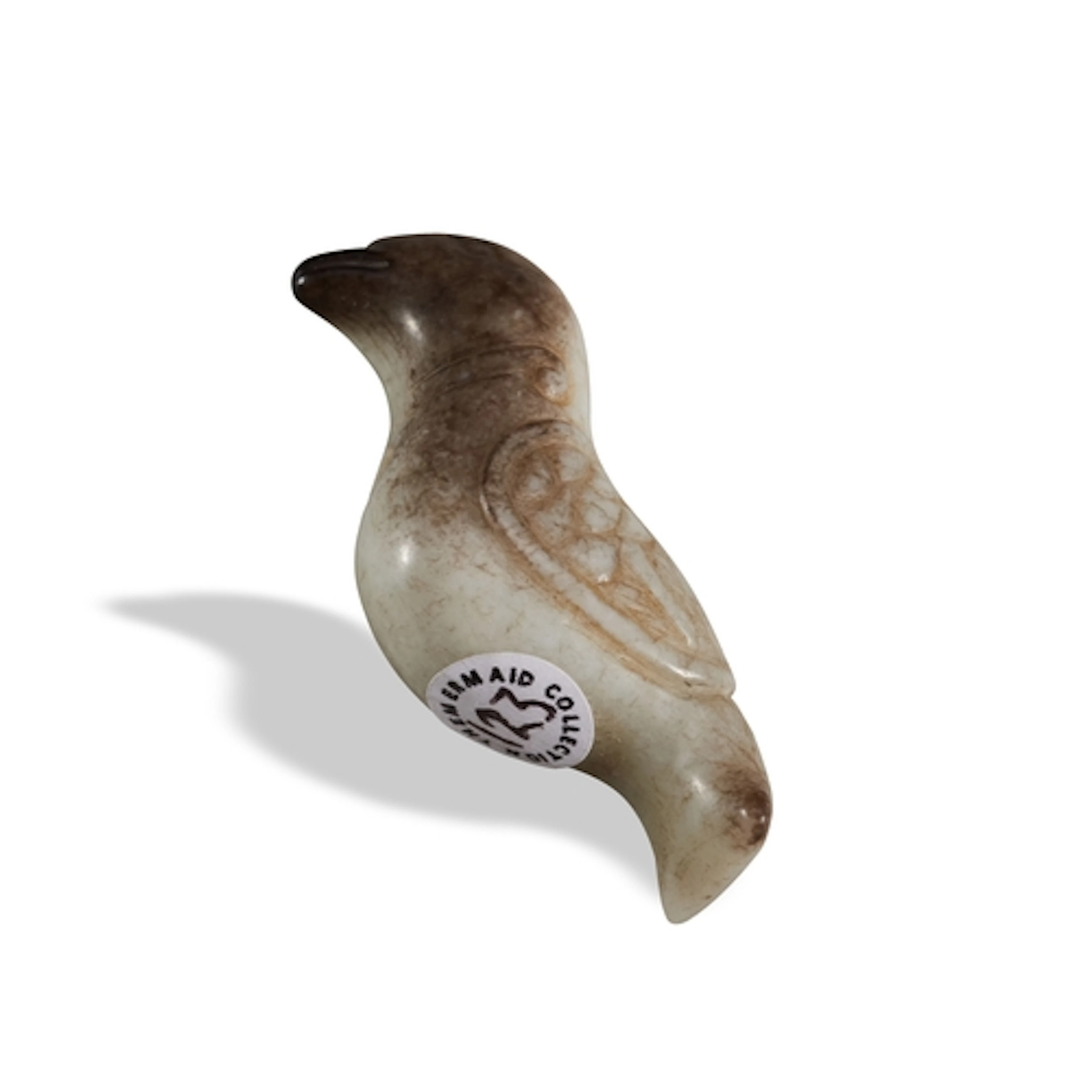 CARAMEL OPAQUE BIRD ARCHAIC STYLE 20TH CENTURY 青褐玉鸟 二十世纪 6 c...